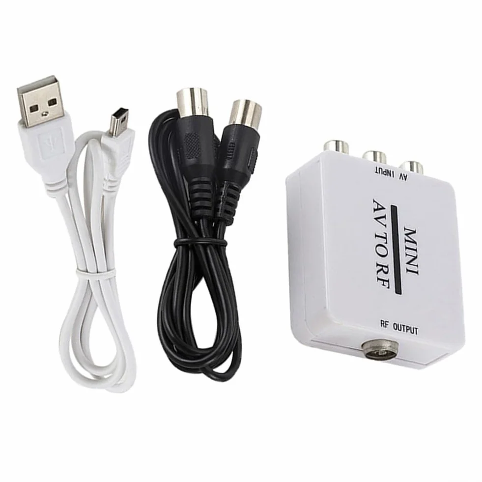 Convertidor de señal AV a RF para entrada compuesta RCA, adaptador modulador RF coaxial AV 2 RF compatible con TV, DVD, VCR y Play