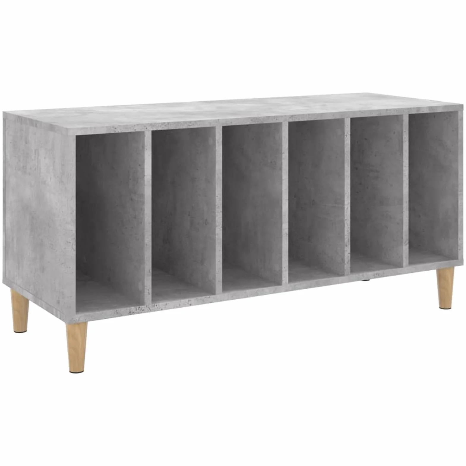IKAYAA Mueble de Discos de Madera 100x38x48 cm, Tocadiscos de Vinilo Stand, Estanteria CD, Mueble para Discos y Vinilos, Gris Hormigón