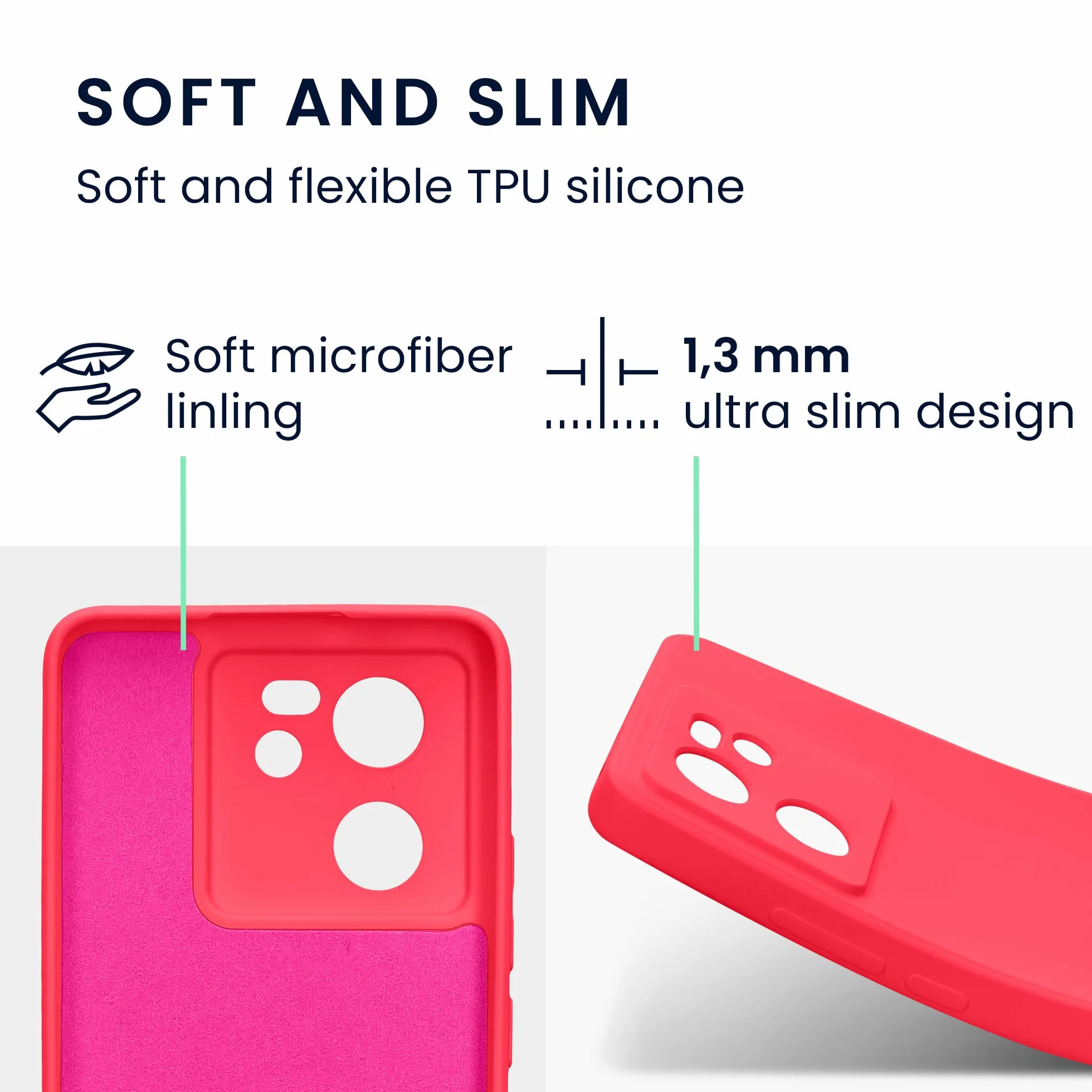 kwmobile Carcasa Compatible con Xiaomi 13T / 13T Pro Funda TPU Silicona Rosa neón