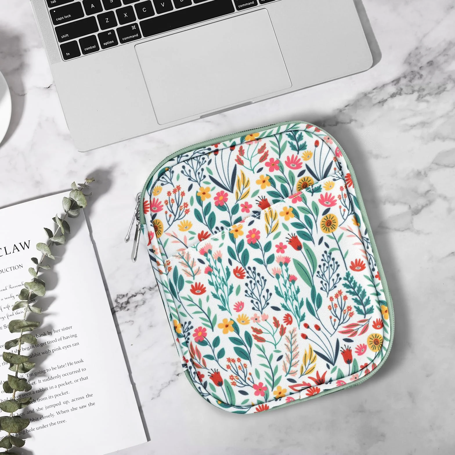 TiMOVO Funda de Tableta 6-7 Pulgadas con Bolsillo para E-Reader Paperwhite/Colorsoft Signature Edition, Flores