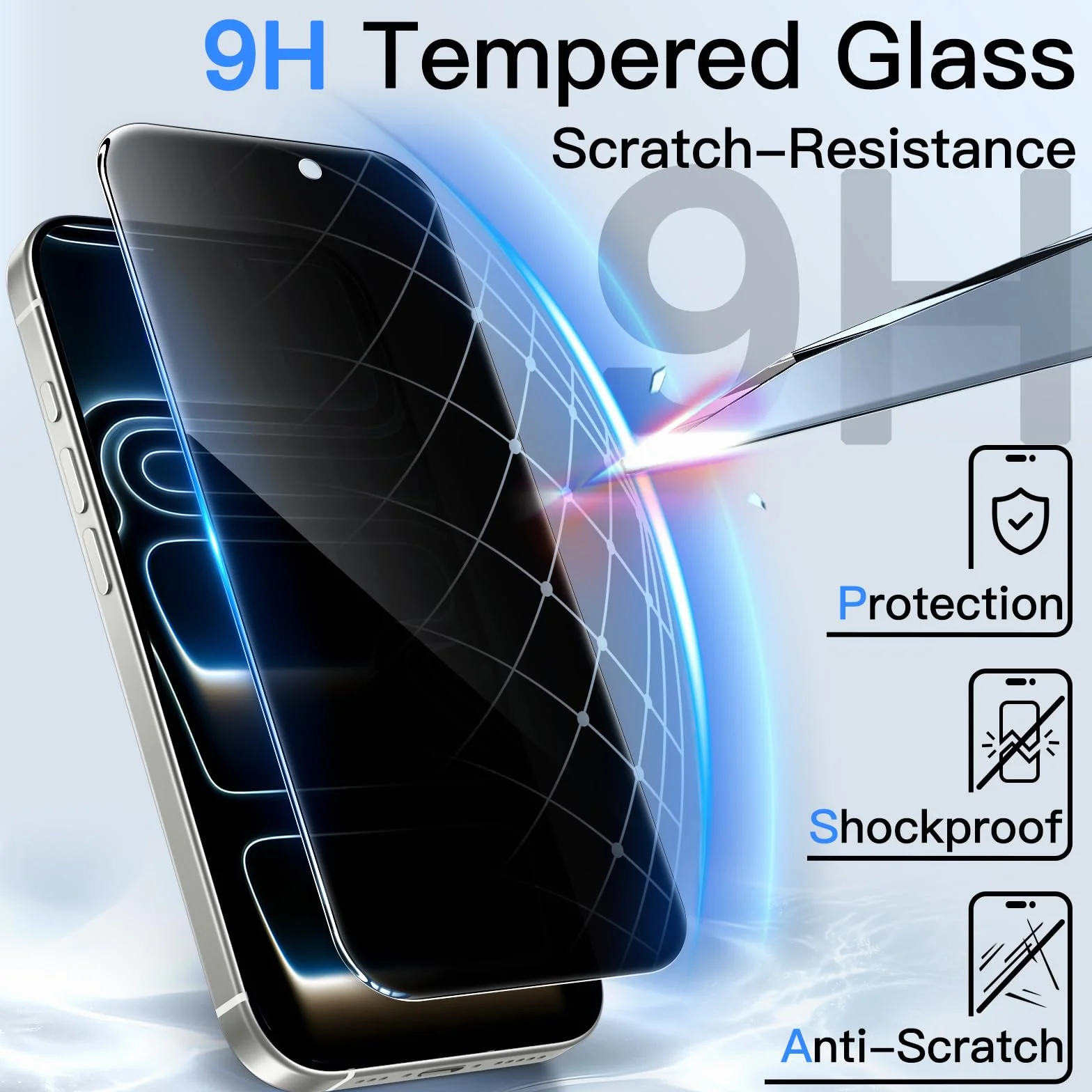 JETech Protector Pantalla de Privacidad para iPhone 17 Pro 6,3 Pulgadas, Antiespia Cristal Vidrio Templado con Marco de Instalación Fácil, 2 Unidades