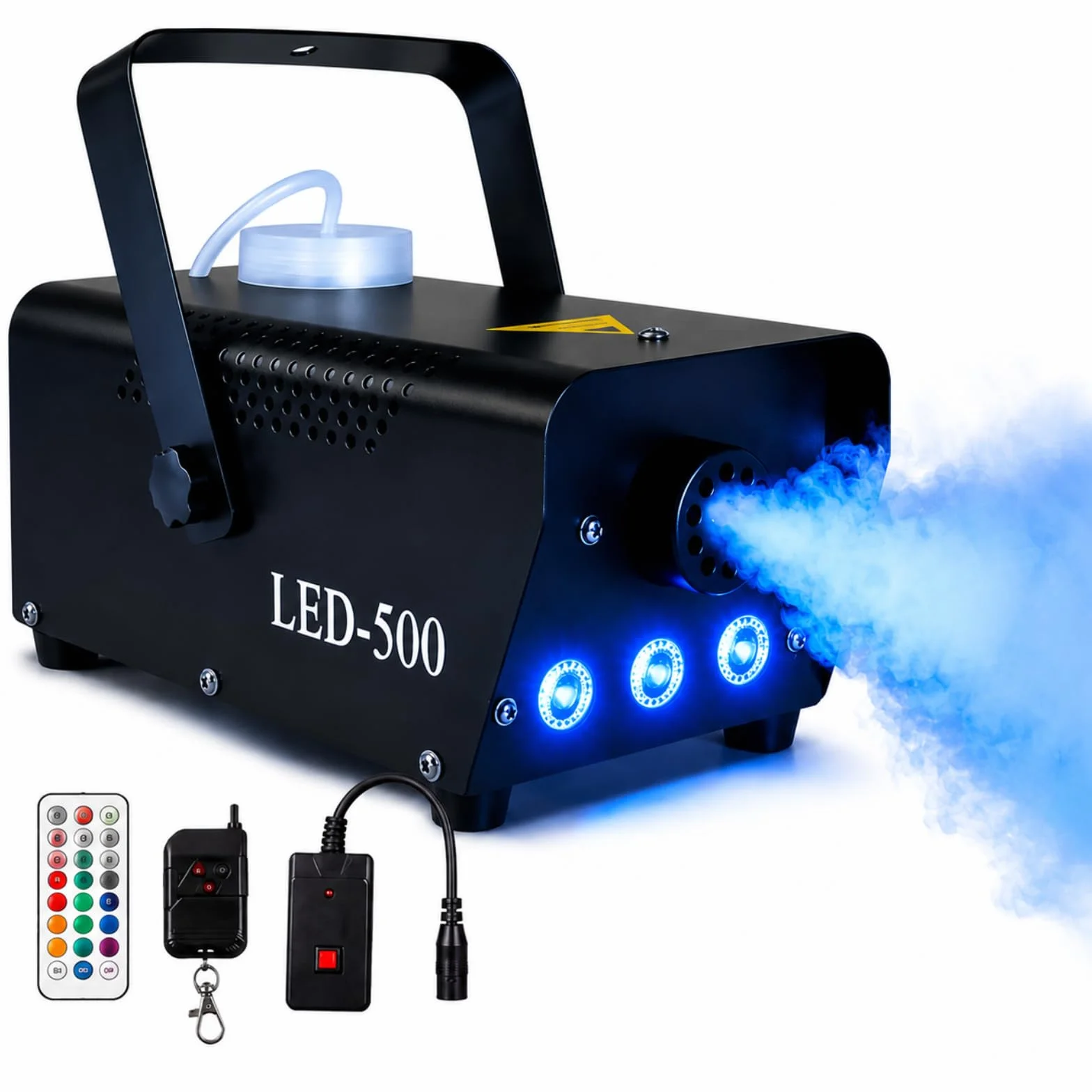 Máquina de Humo 500W, Mini Niebla Máquina con Luces RGB LED de 3 Colores, 300ml Tanque, Control Remoto Inalámbrico, Automático, Portátil, para Halloween Fiestas Bodas DJ Escenario (B)