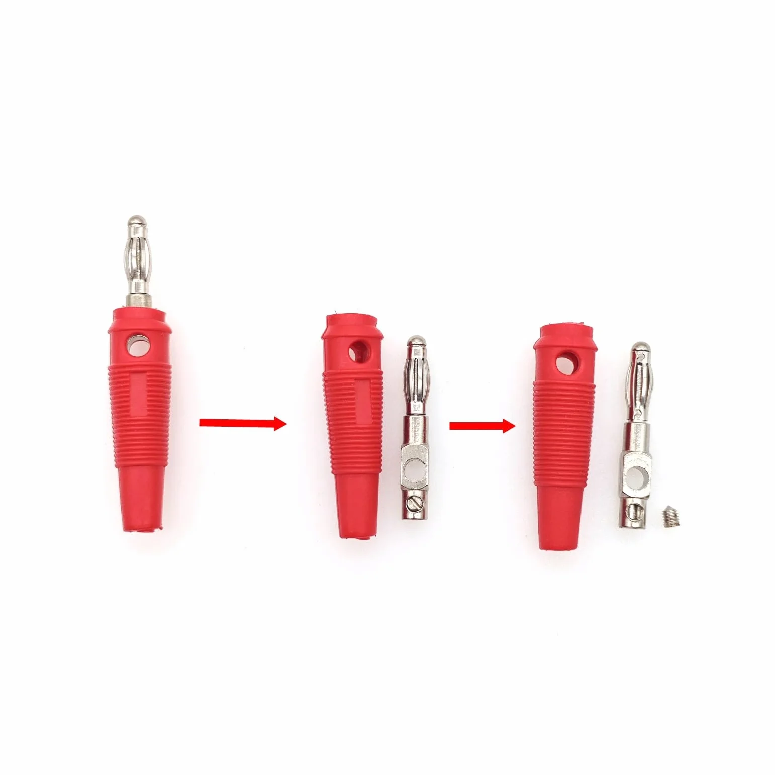 Juego de conectores banana niquelados 4 mm tipo tornillo para prueba eléctrica