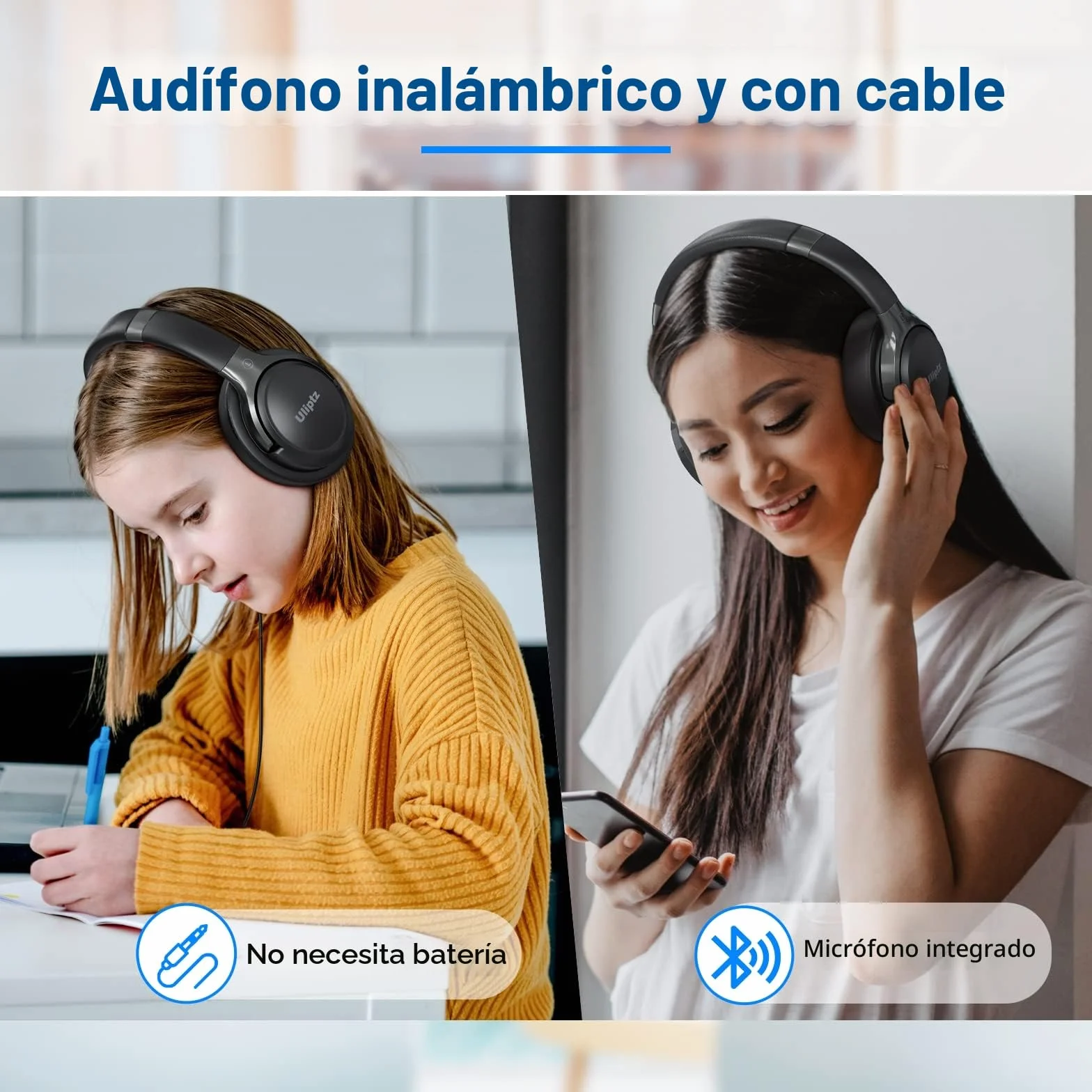 Auriculares Inalámbricos Bluetooth 65 Horas 6 Modos EQ Estéreo HiFi con Micrófono