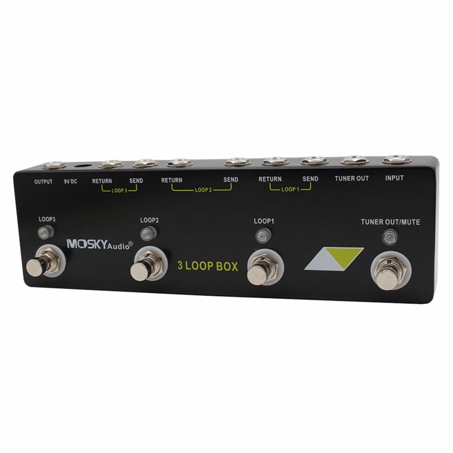 Pedal Looper con sintonizador True Bypass, grabación ilimitada y múltiples bucles MOSKYaudio 3 Loop Box 230x70x36 mm