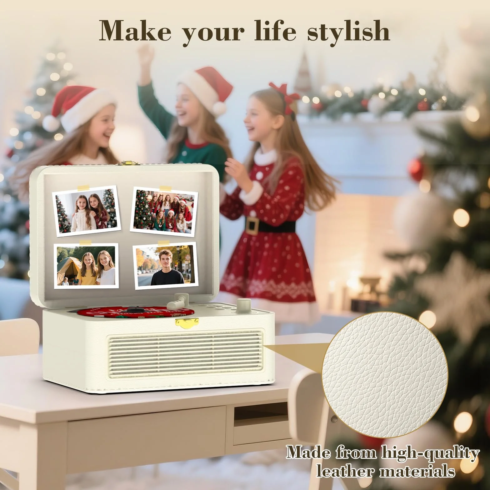 Reproductor de CD Portatil Bluetooth: Kegaudio Reproductor CD con Altavoces Radio y Mando a Distancia Soporte Reproducción USB/AUX Toma de Auriculares PU Blanco