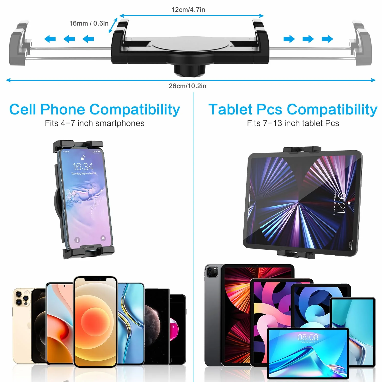 Soporte Tablet Tesla Asiento Trasero, Soporte Tableta Reposacabezas Coche Model Y Model 3 para Niños con Rotación de 360° para iPad Pro 12.9 Air Mini, Galaxy Tab, Fire, Switch, Móvil, 4-13"