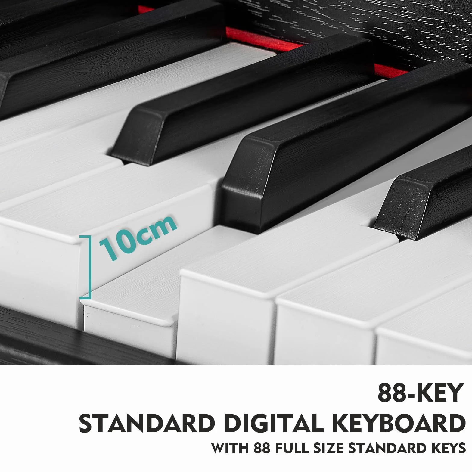 MUSTAR Piano electrónico de 88 teclas con taburete de piano, piano digital, piano eléctrico con soporte para piano, 3 adaptadores de pedales, 2 conectores para auriculares, pantalla LCD, USB/MIDI