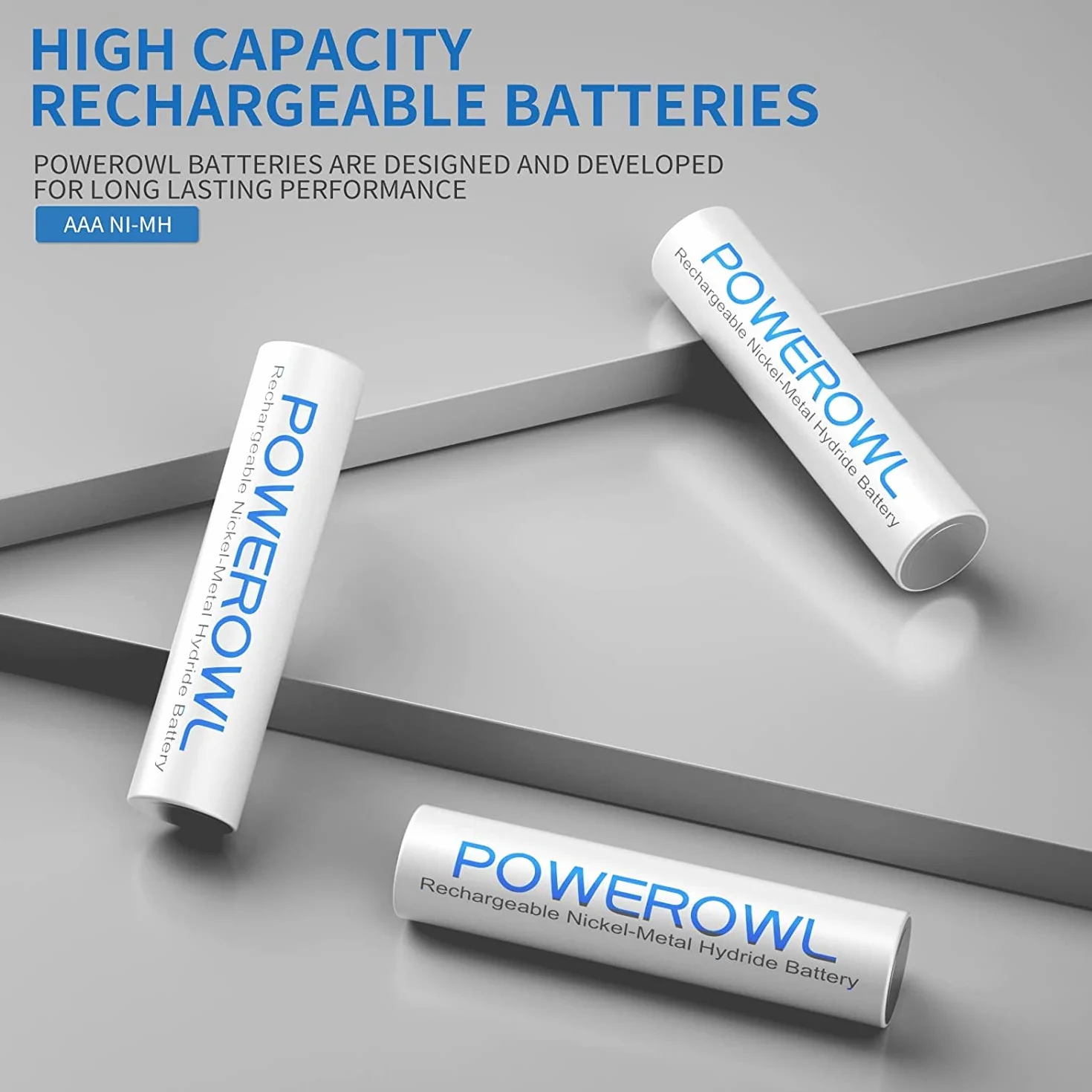POWEROWL AAA Ni-MH 1000mAh 1.2V Pilas Recargables Alta Capacidad Baja Autodescarga (16 Piezas)