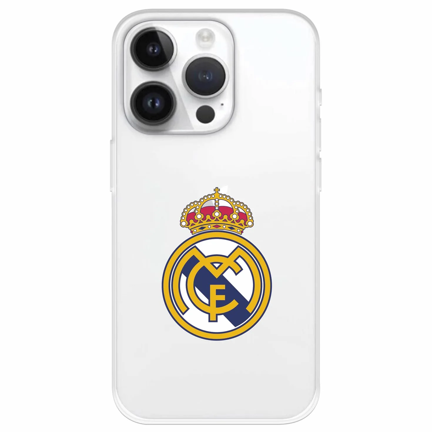 Funda para iPhone 15 Pro del Real Madrid Escudo Real Madrid tansparente para Proteger tu móvil. Carcasa de Silicona Flexible con Licencia Oficial Real Madrid