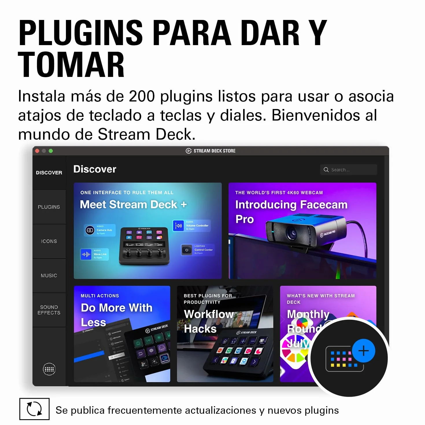 Elgato Stream Deck +, mezclador de audio, controlador de directo y estudio para creación de contenido, streaming, juegos, con banda táctil, diales y teclas LCD personalizables, funciona con Mac y PC