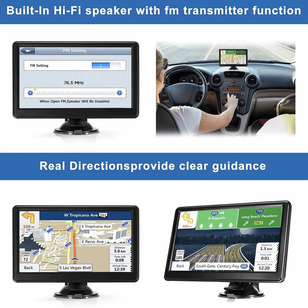 7 Pulgadas GPS Coche,Navegador GPS Coche,GPS Camiones Profesional,Actualizaciones de Mapas de Europa para Toda la Vida,para Camiones y Coches