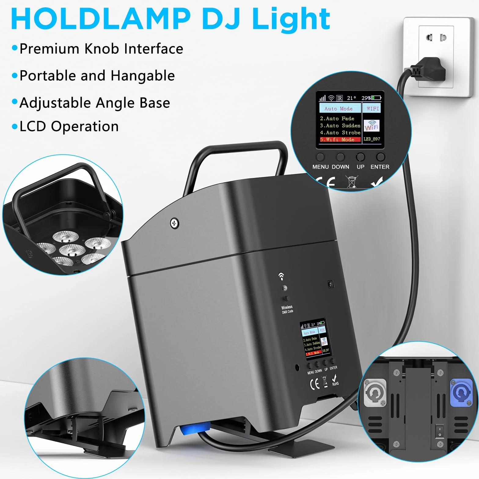108W par led foco batería recargables, RGBWA+UV 16.7 millones colores luce discoteca con Mando a distancia/APP/DM/IR/2.4GHz Iluminación de escenario para fiesta DJ Bar Boda Cumpleaños