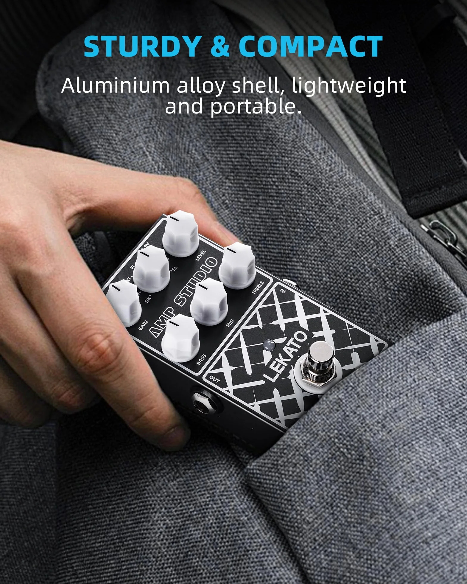 LEKATO Pedal de preamplificador, pedal de efectos de guitarra digital, 9 modelos de preamplificador con ecualizador de 3 bandas para guitarra eléctrica