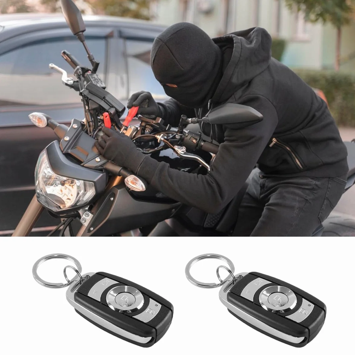 WANGCL Sistema de Alarma para Motocicleta, Alarma de Seguridad Antirrobo, 12V Universal, 125dB, Arranque de Motor a Control Remoto