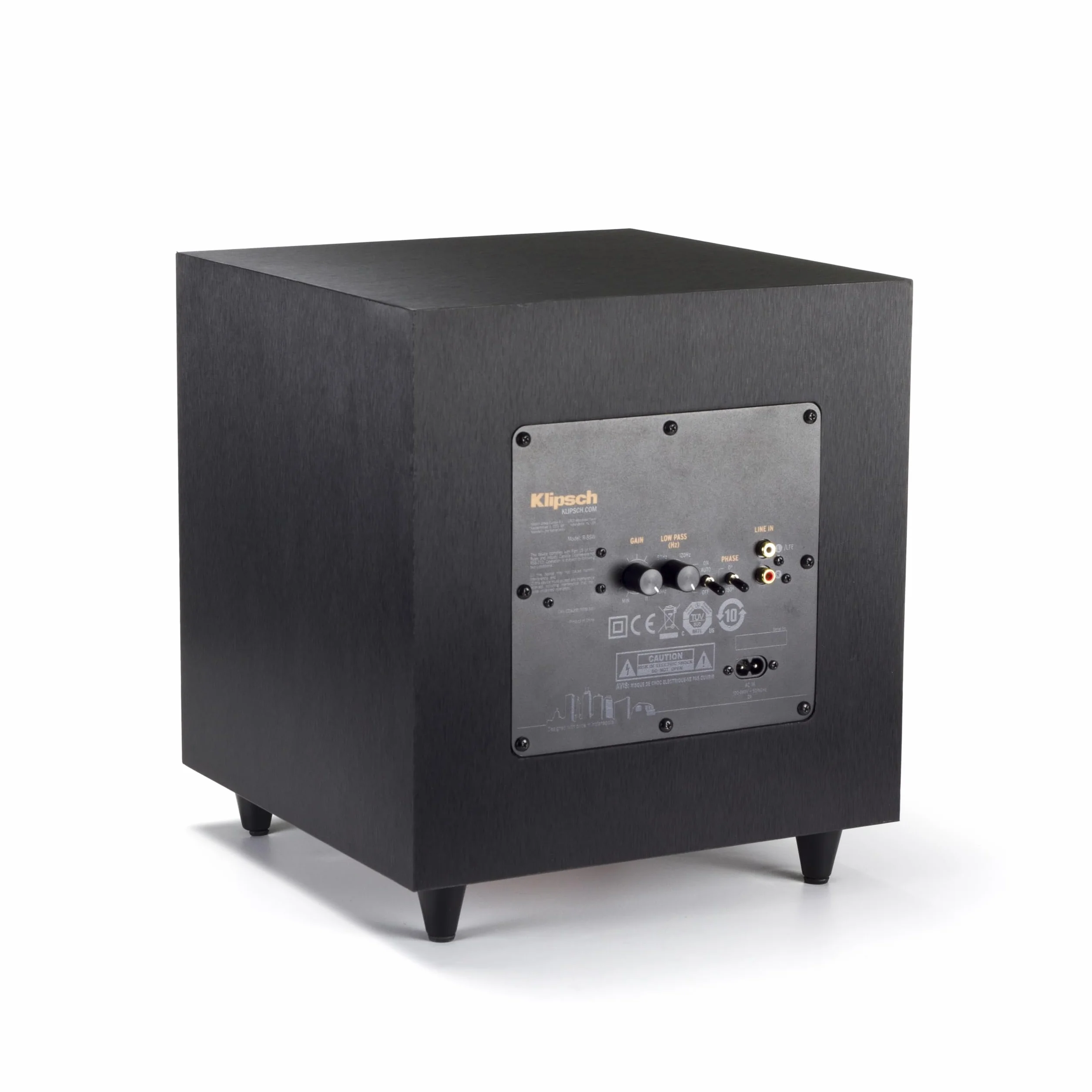 Klipsch - Altavoz envolvente de subwoofer, 150 vatios de potencia máxima, Reference R-8SW, (vinilo negro cepillado, 8 pulgadas)