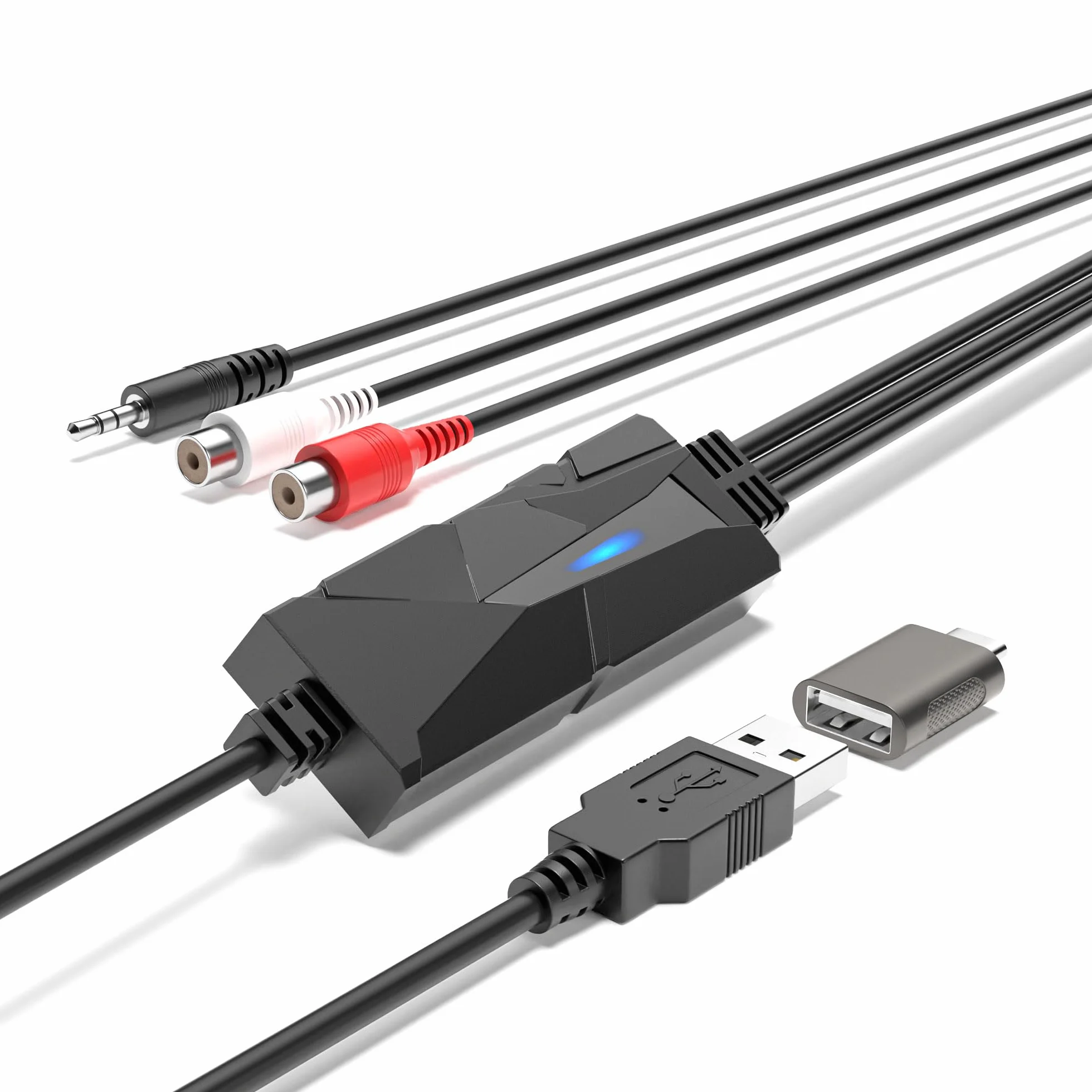 DigitalLife Tarjeta de Captura de Audio USB-C, Convertidor Analógico a Digital RCA 3,5 mm, Transferir Cintas Casete a MP3, Compatible Windows 11 macOS Linux
