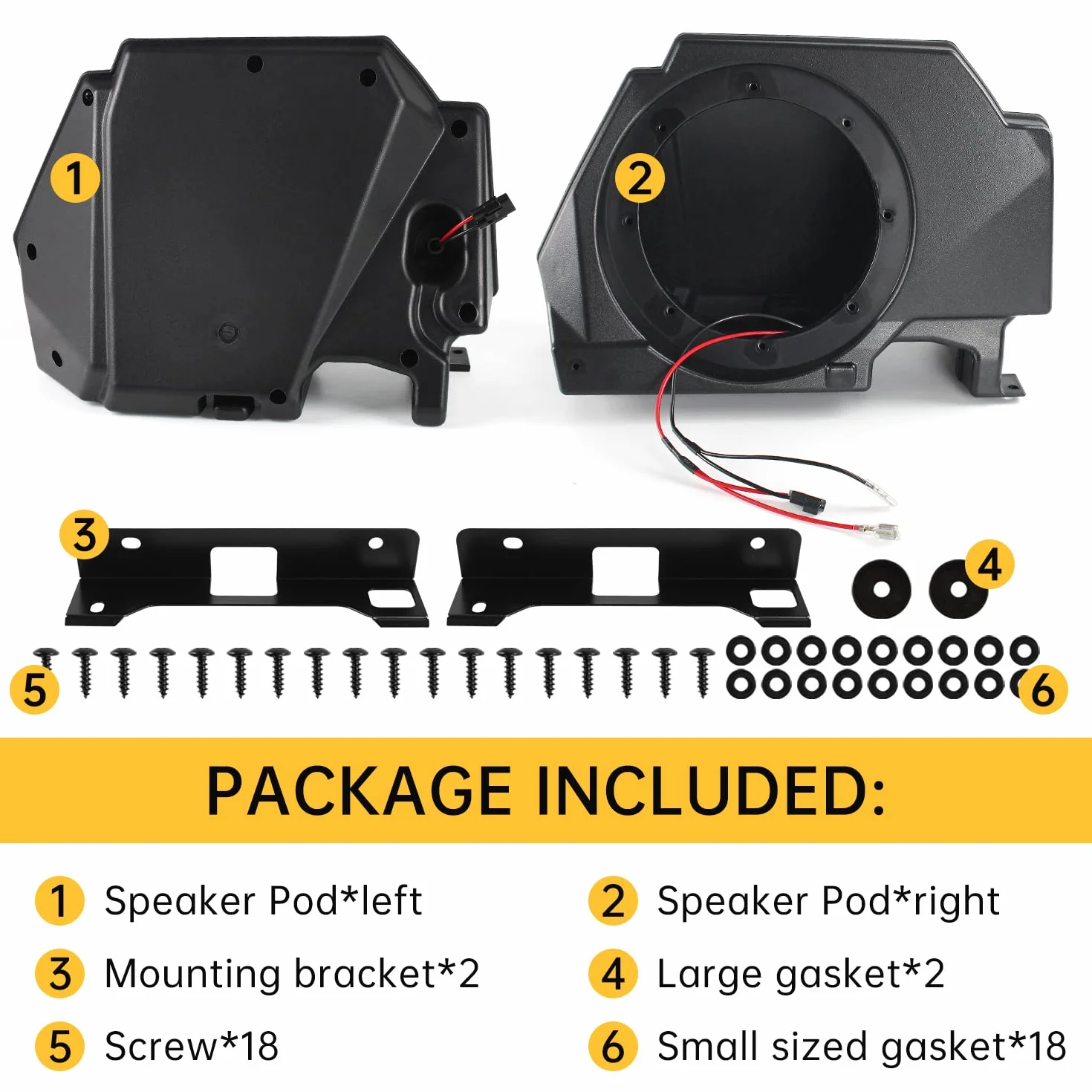 Kit de carcasas para altavoces de 6.5 pulgadas compatible con Polaris RZR PRO XP XP4 2020 2021 2022, accesorios impermeables para montaje de altavoz (2 unidades, LH+RH)
