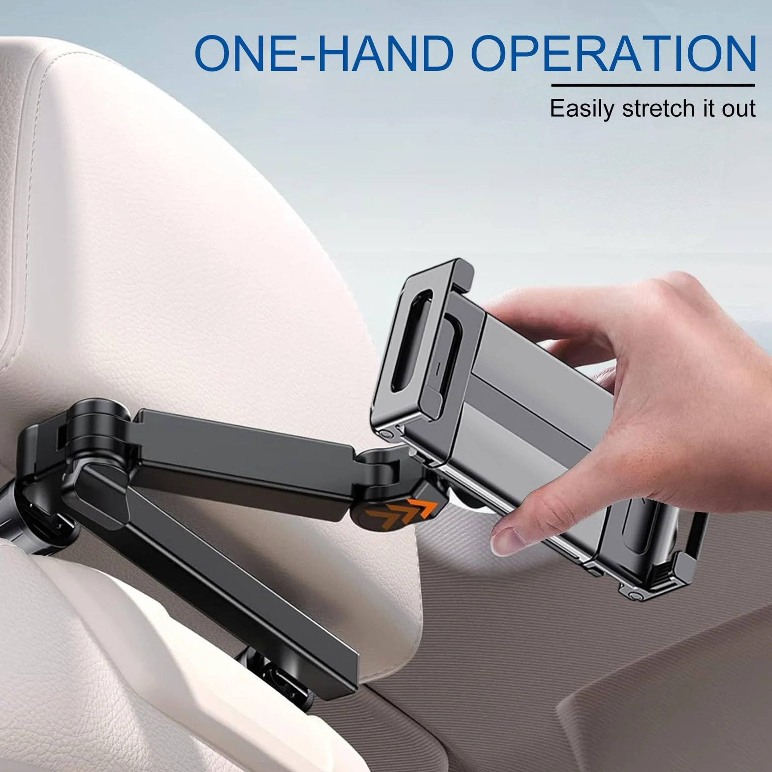 Soporte Tablet Coche, Soporte Coche Reposacabezas 360° Rotación, Soporte Extensible para Tablet Móvil, Ajustable Tablets Coche Aluminio para 4-12.9in Tab