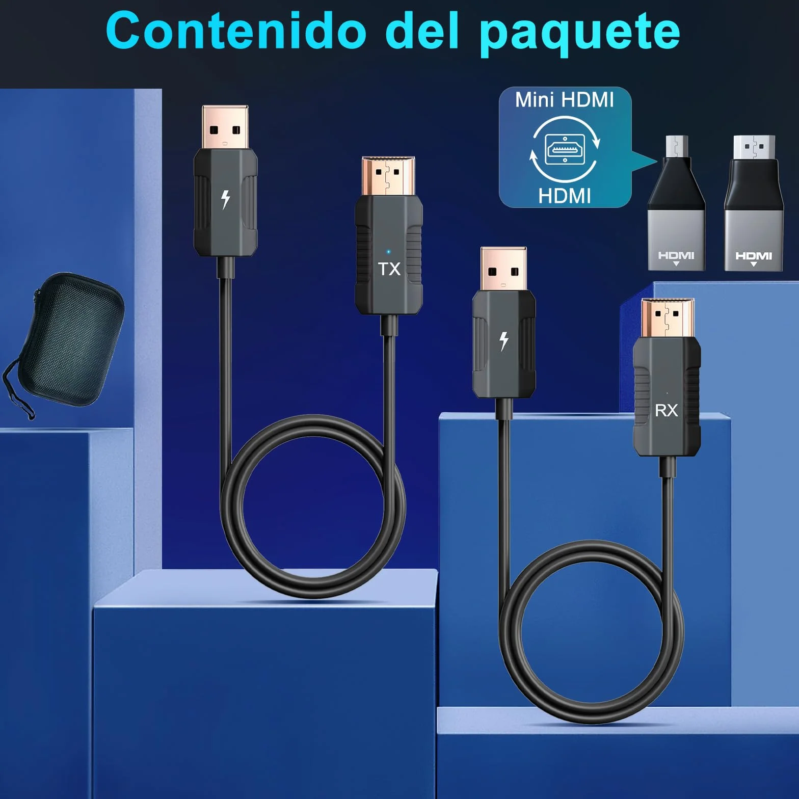 LXJADAP HDMI Inalámbrico Transmisor y Receptor, Decodificación 4K HDMI Wireless para Transmitir Vídeo y Audio en PC/TV Box/Proyector/Portátiles, Transmisión inalámbrica HDMI Transmisor, Negro