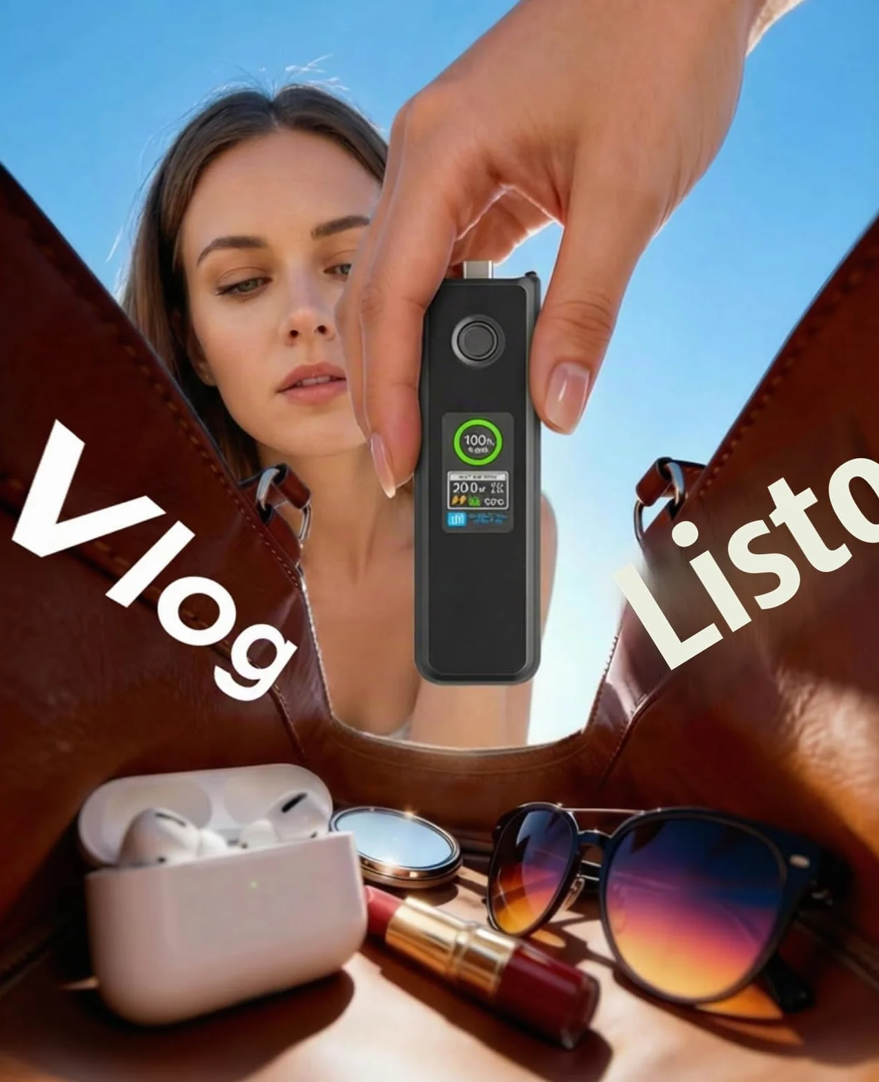 Osmo Pocket 4/3 - Mango de Batería de CargaRápida de 20W, Accesorios Compatibles con dji Pocket 4/3 con Pantalla LCD a Todo Color,Velocidad de Carga y Temperatura de la Batería Visible, 5000mAh,Negro