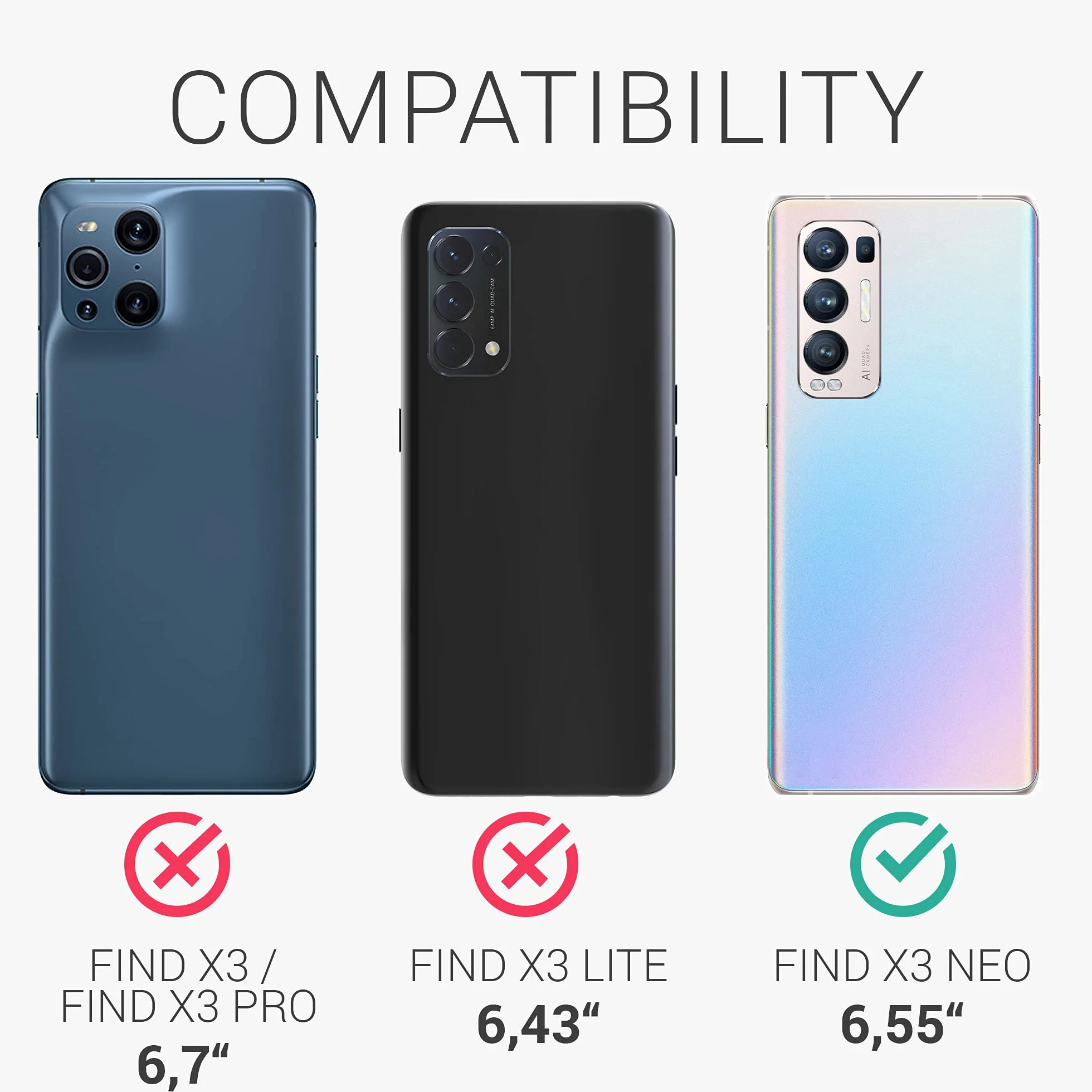 kwmobile Carcasa Compatible con OPPO Find X3 Neo Funda - Case TPU y Silicona antigolpes - Apto Carga inalámbrica - Negro