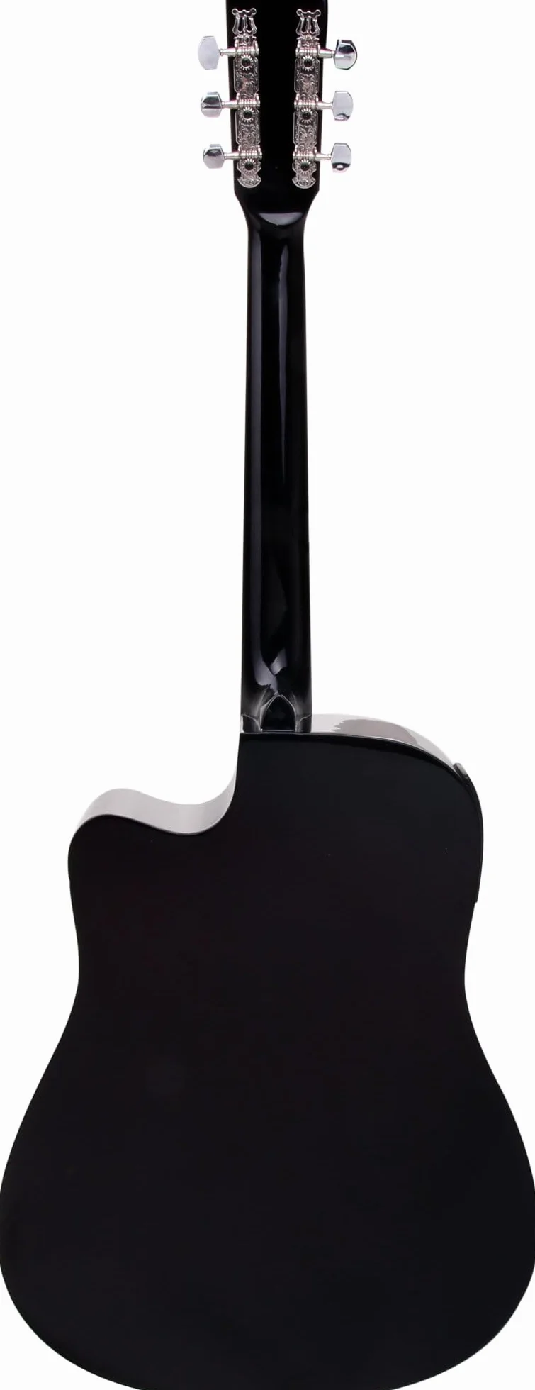 Classic Cantabile WS-10BK-CE Guitarra Western con pickup (Acústica y amplificada, Dreadnought, Cutaway, EQ de 3 bandas + Presence, Afinador con pantalla LCD, XLR y jack) negro brillo