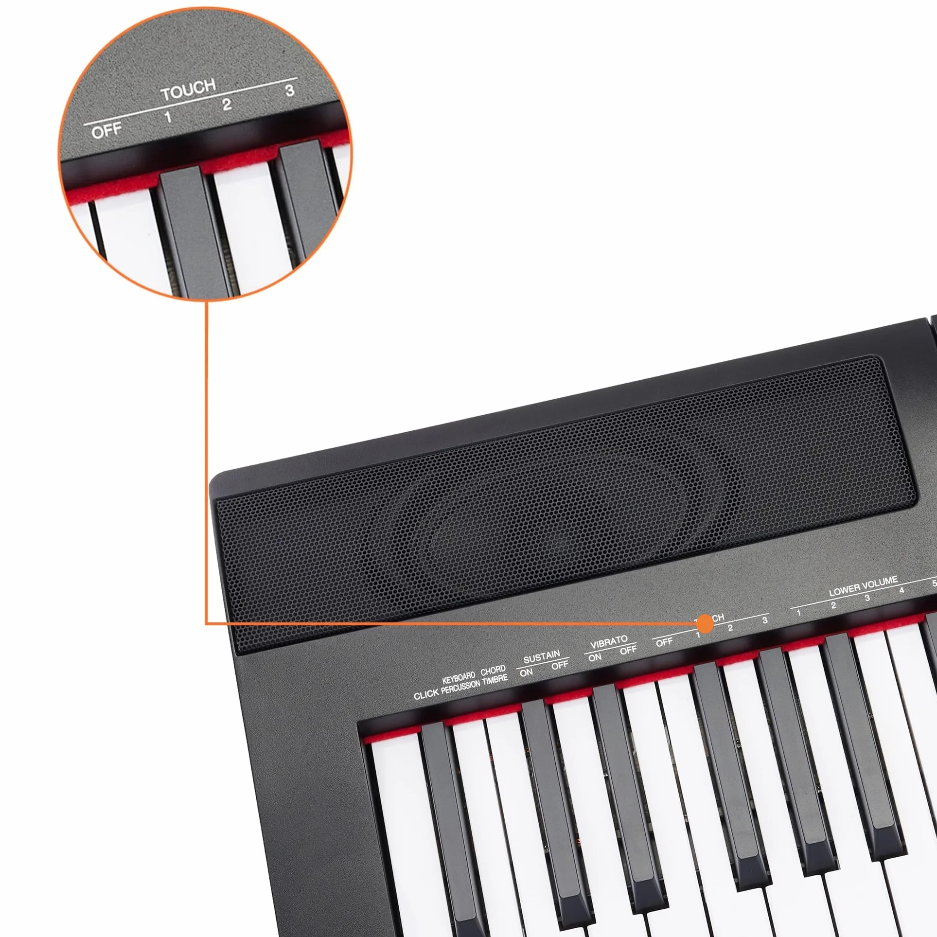Amazon Basics Piano Digital Portátil de 88 Teclas Semicontrapesadas con Pedal de Sustain, 2 Altavoces, 140 Timbres, 200 Ritmos, 16 Canciones de Demostración, Metrónomo, Modo Lección - Negro
