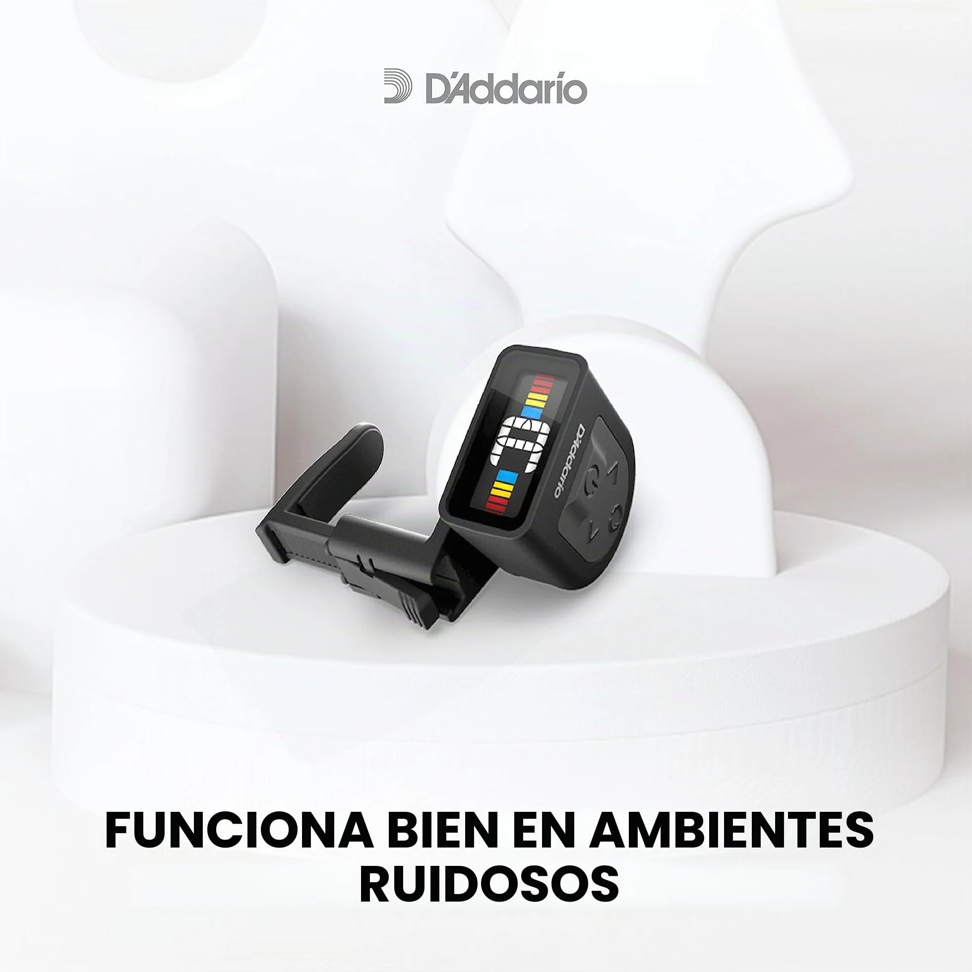 Afinador de guitarra D'Addario - Afinador recargable con microclavija - Afinador para guitarra acústica, eléctrica y bajo - Clip universal - 1 unidad