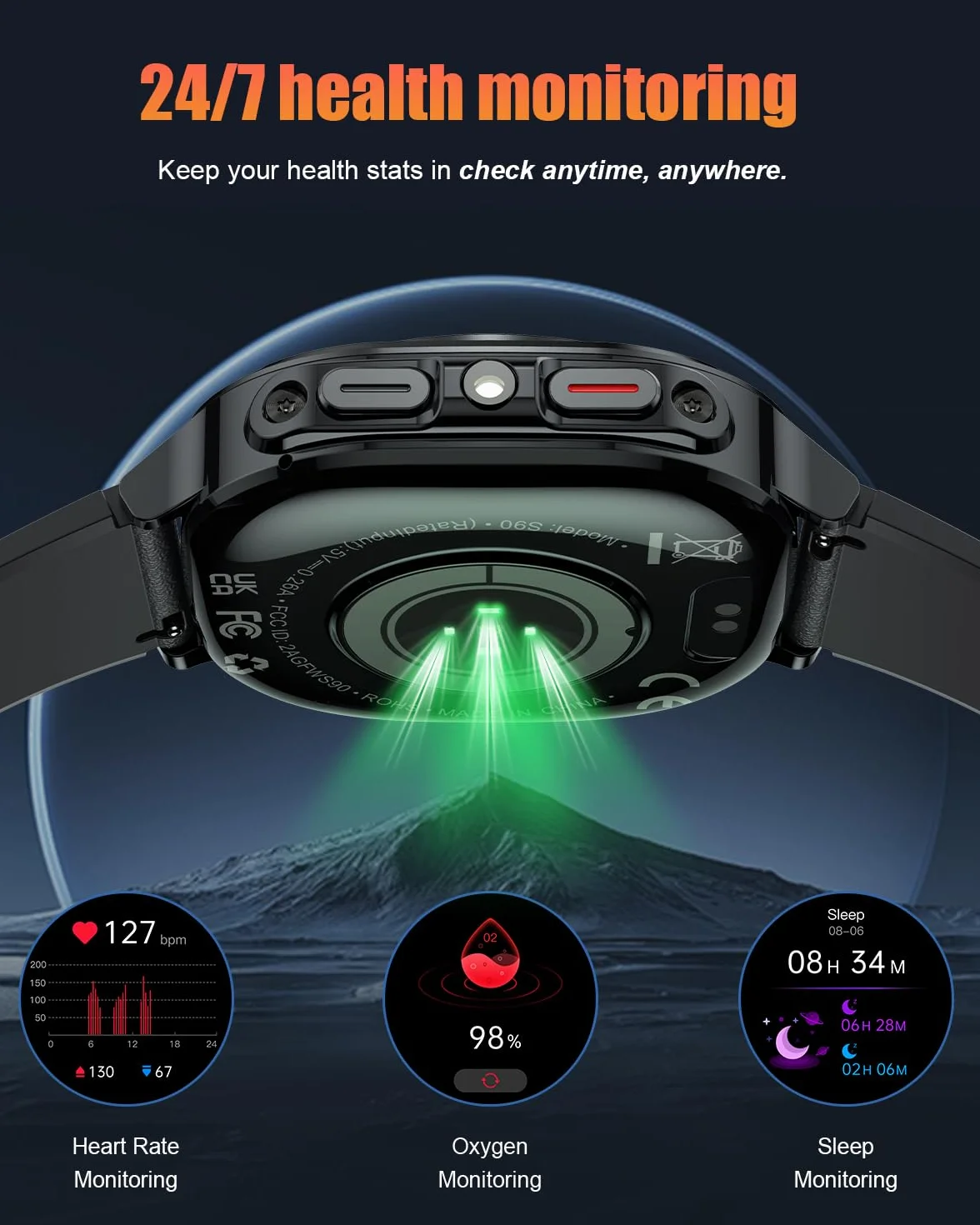 Reloj Inteligente Hombre Militar, 1.45" HD Smartwatch Hombre con Llamadas BT 5.4, 114+ Modos Deportivos, Monitor de Sueño/Podómetro/Pulsómetro, IP68 Impermeable Pulsera Actividad para Android iOS