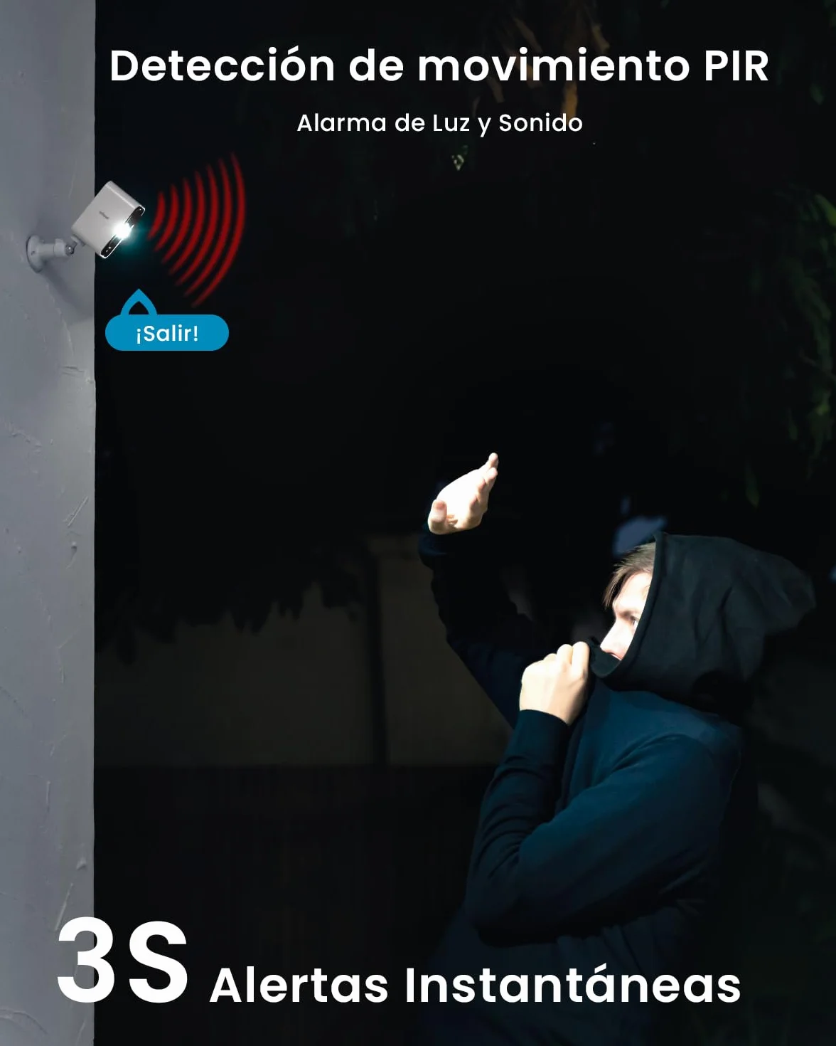 ieGeek 2K Cámara Vigilancia WiFi Exterior sin Cables, Batería Recargable, Visión Nocturna Colorida 10M, Detección PIR, Audio 2 Vías