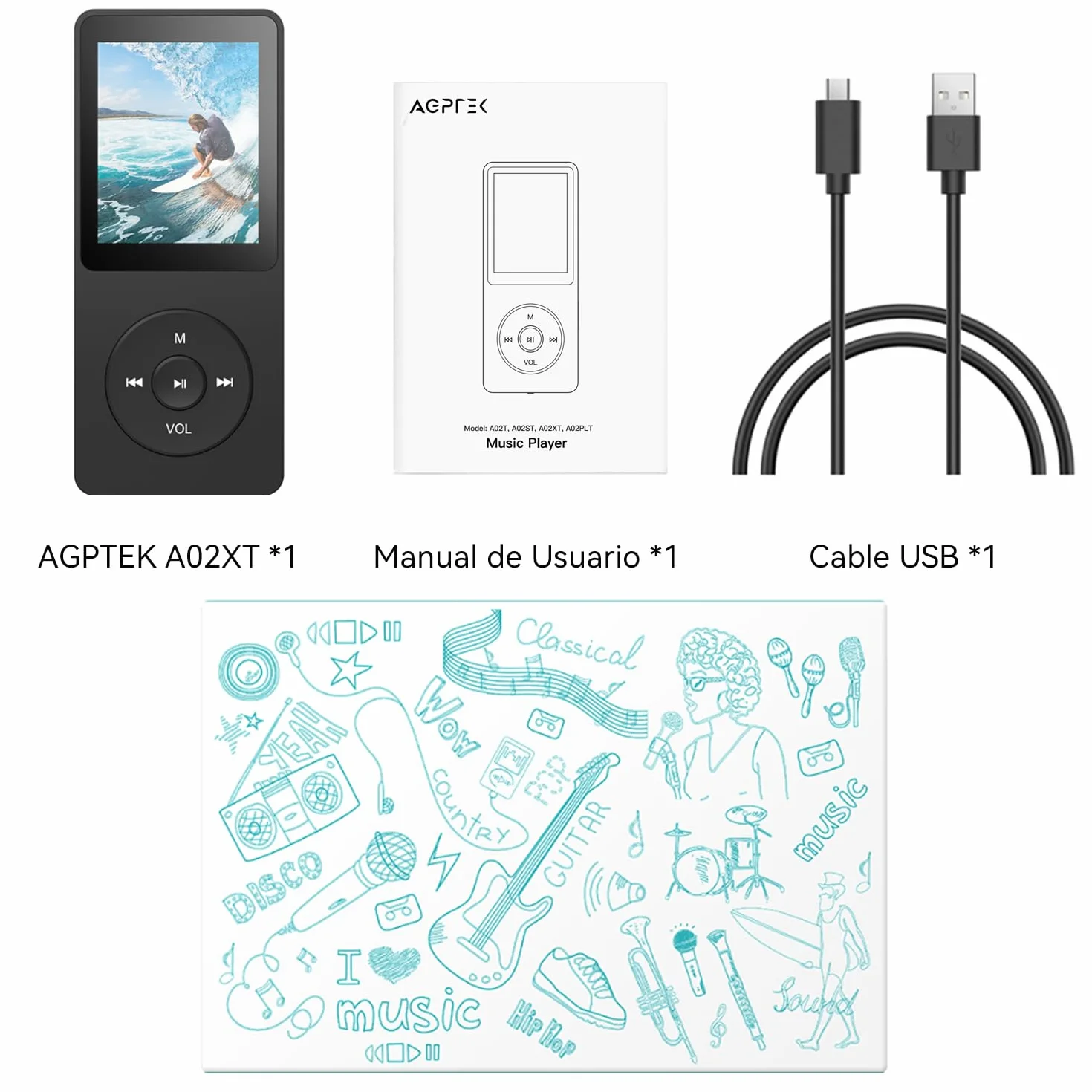 AGPTEK Reproductor MP3 32GB 1.8" Pantalla HiFi Portátil sin Pérdida con Radio FM y Grabación
