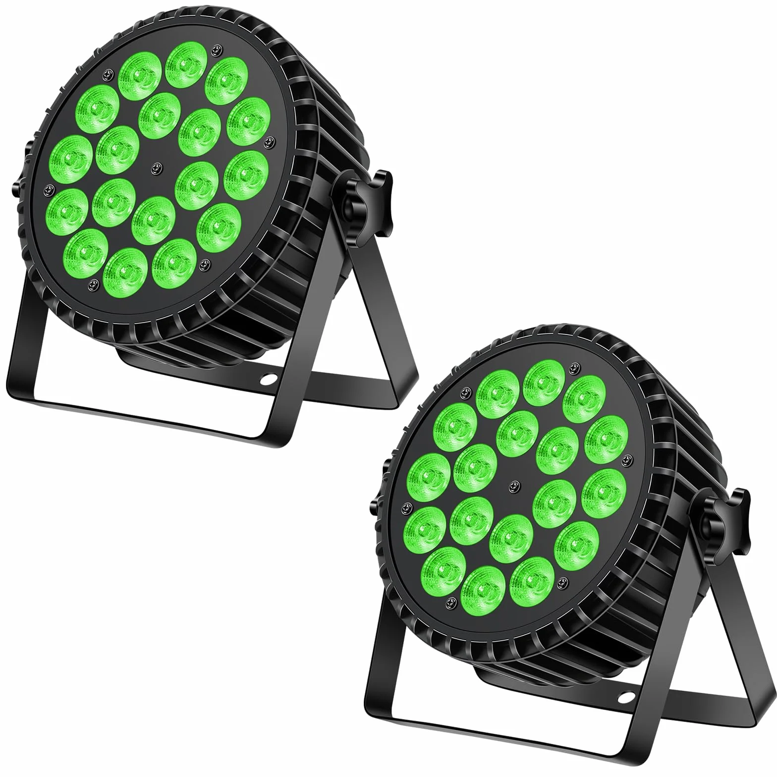 2PCS 200W 18 LED Foco Led Par de Faros Par de Luz RGBW+DMX8CH Strobe Sound Modo Activo LED Luces de Escenario Foco de Discoteca Luz de Fiesta Para Bodas/Fiestas/Iglesia/Club/DJ en Vivo Show