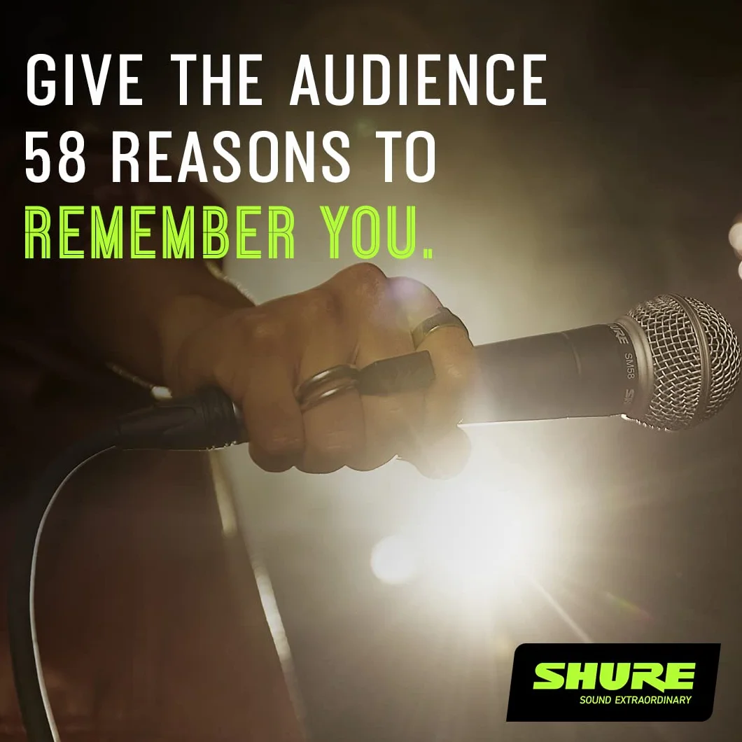 Shure SM58-LC El micrófono de Voz dinámico está diseñado para el Uso Profesional en Voces en actuaciones en Vivo, Refuerzo de Sonido y grabaciones de Estudio - No se Incluye el Cable (SM58-LCE)