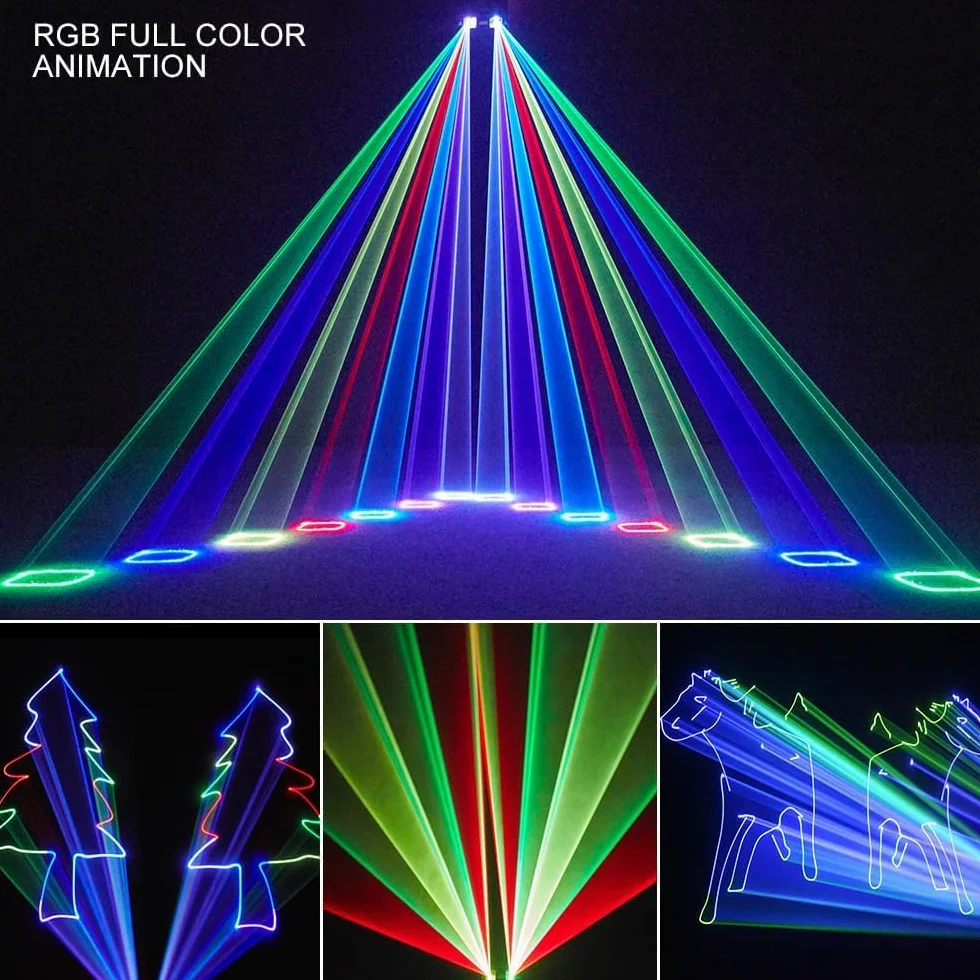 Luces de Discoteca para Fiestas，Luz Láser De Animación Luz De DJ, Fiesta De Escenario 3D RGB A Todo Color con DMX512, Sonido De Música Y Control Remoto For Bodas, Fiestas, Discotecas, Bar, Club, Escen