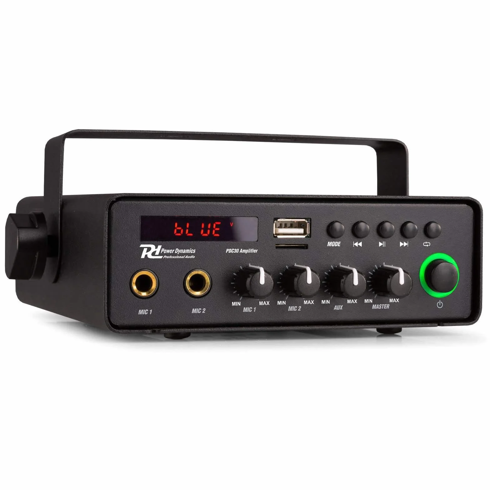 Power Dynamics - Sistema de Megafonía para Coche PDC30 de 30W, Altavoces Bocina CH300, Amplificador con Bluetooth, USB y SD, Micrófono Incluido, 12V y 230V, Resistente al Agua, IPX6