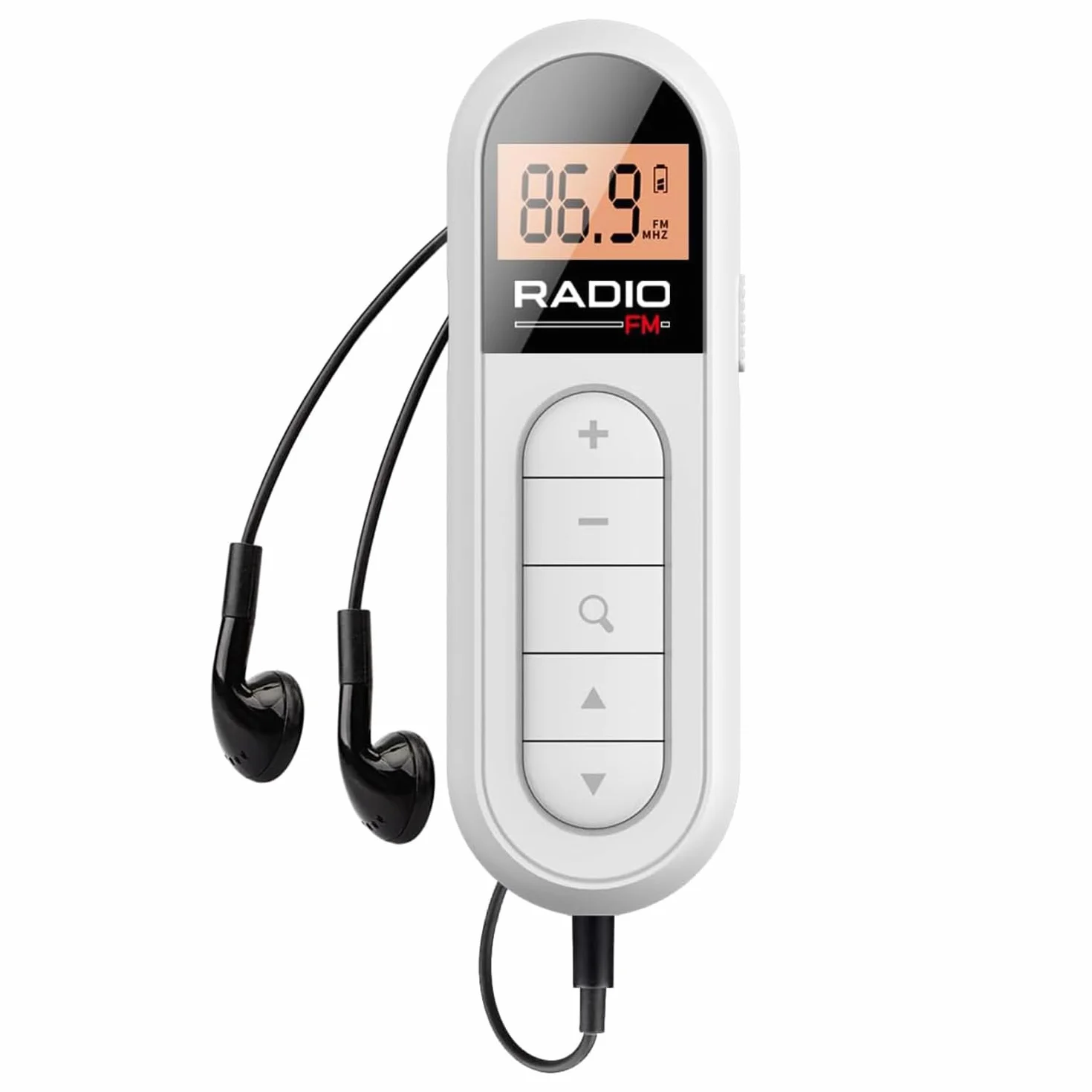 Mini Radio FM de Bolsillo 300MAh Radio PortáTil Recargable 76-108MHZ con Pantalla LCD Retroiluminada Auriculares con Cable de 3,5 Mm