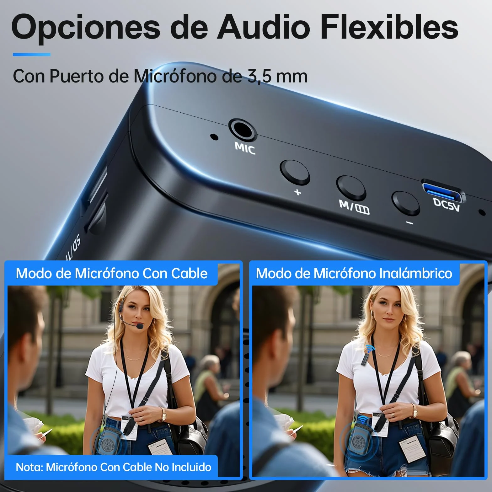Moman Amplificador de Voz con Micrófono Lavalier Inalámbrico, Altavoz Portátil de Baja Latencia Sin Acoples, Sistema de PA Personal para Profesores, Aulas, Yoga, Formación