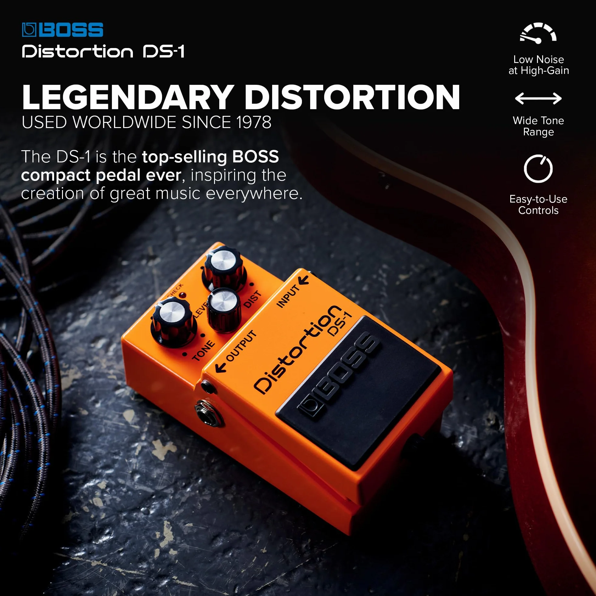 BOSS Pedal de distorsión DS-1 para guitarra