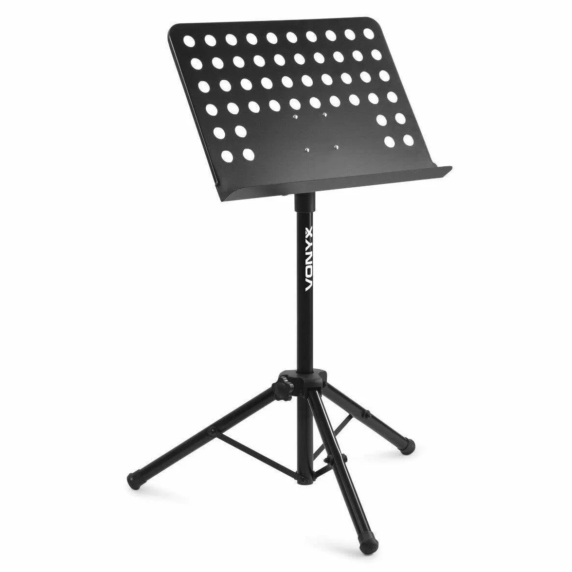 VONYX MSS01 Atril para músicos e interpretes ajustable en altura e inclinación de la bandeja, base de 3 patas, fabricación robusta y ligero, perfecto para músicos e Intérpretes, tamaño grande.