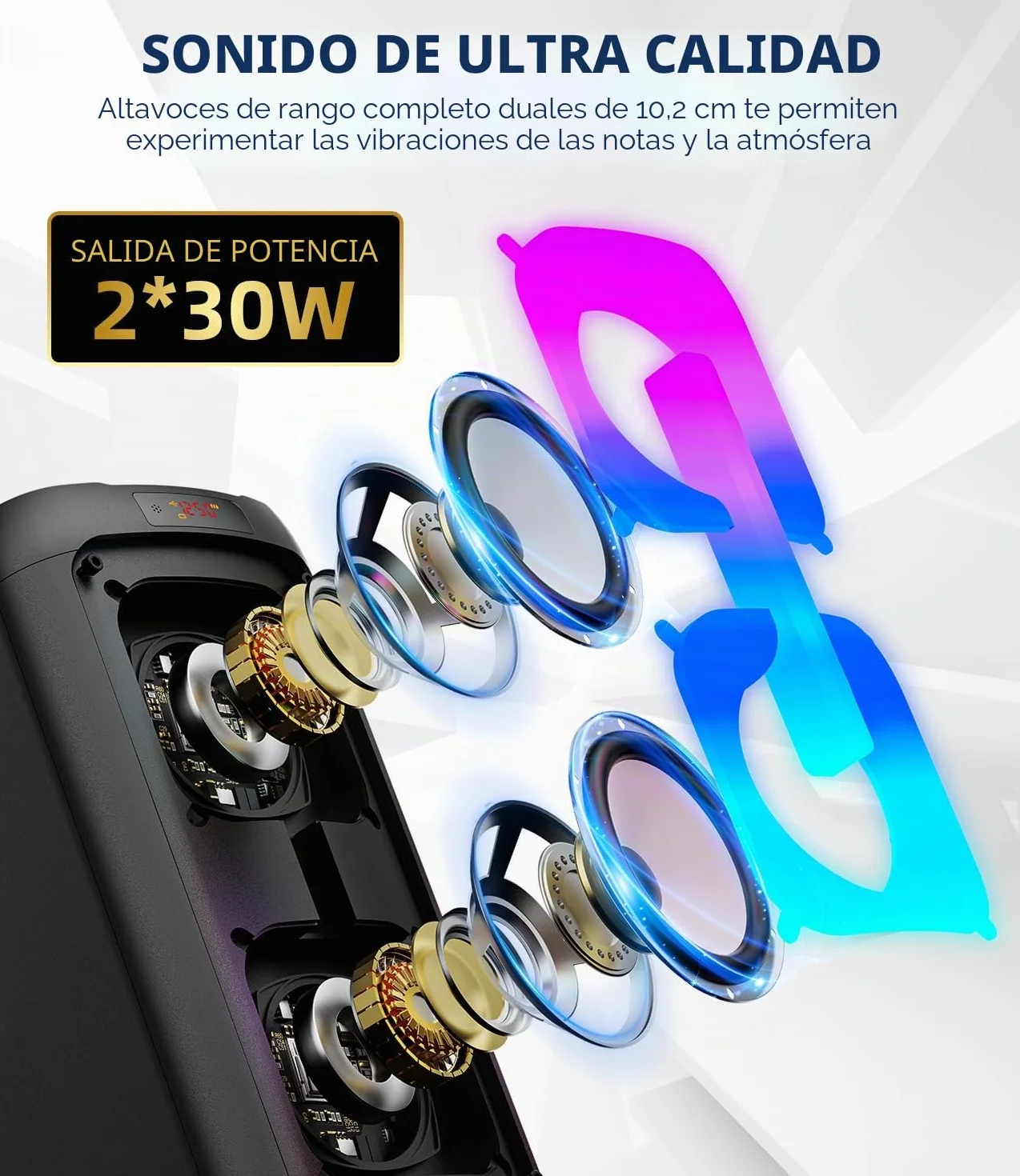Máquina de Karaoke 2 microfonos inalambricos,Altavoz Karaoke Profesional Completo,Bluetooth portátil con Luces LED,Sistema PA,para Fiestas,Regalo,al Aire Libre,soporta Bluetooth/TF/USB/AUX/TWS