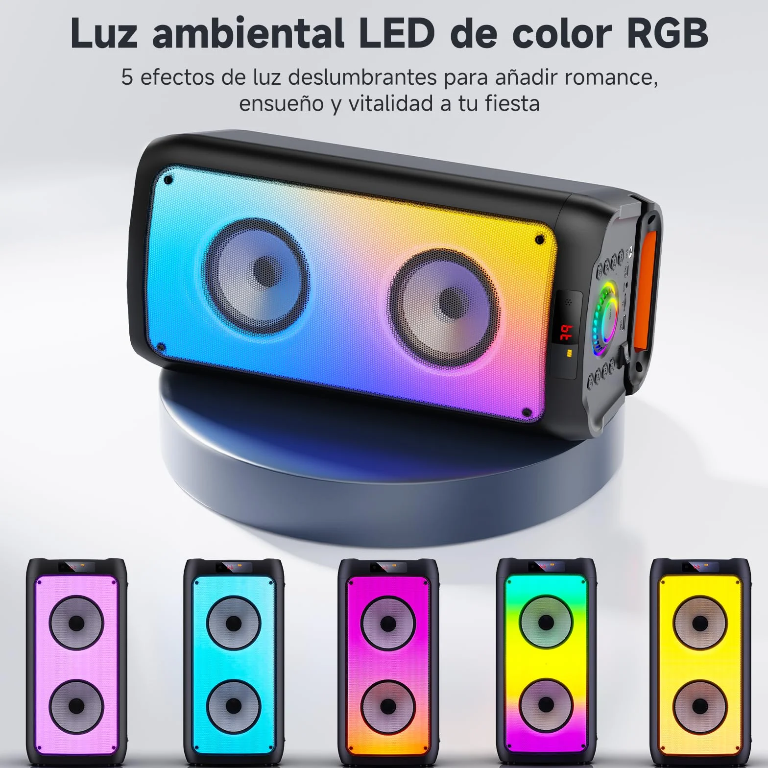JYX Karaoke con 2 Microfonos inalambricos, Portátil Altavoz Karaoke con 2 Microfono UHF, Karaoke Profesional Grande Altavoz Bluetooth Potente Soporte USB,SD, MP3, FM, AUX,Mando a Distancia