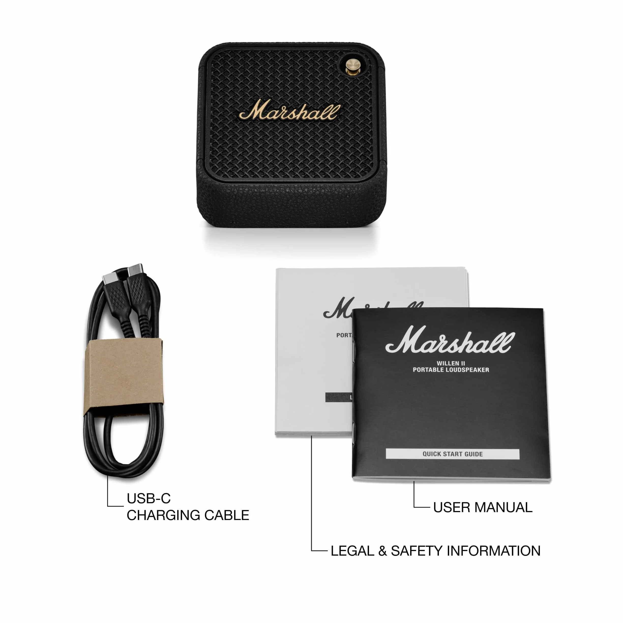 Marshall Willen II Bluetooth Altavoces Inalámbricos IP67 17 Horas Reproducción Carga Rápida Negro Latón