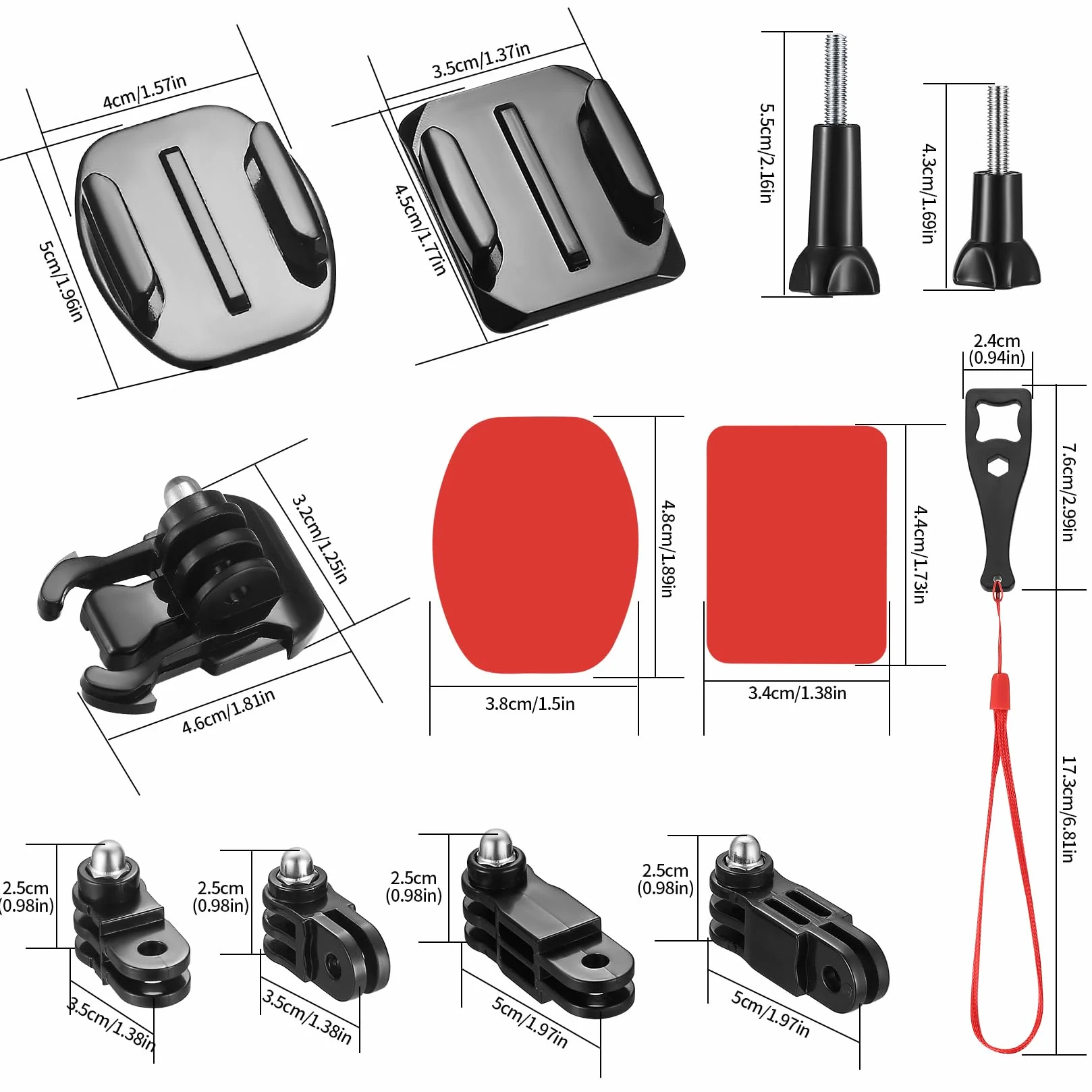 12-in-1 Adhesivos Soporte para GoPro Soportes Pegatinas Plano y Curvo, Soporte para Aasco de Cámara Kit, Soporte Camara Accion Casco para GoPro Hero Session 4/3/3+/2 dji Osmo Cámaras de Acción