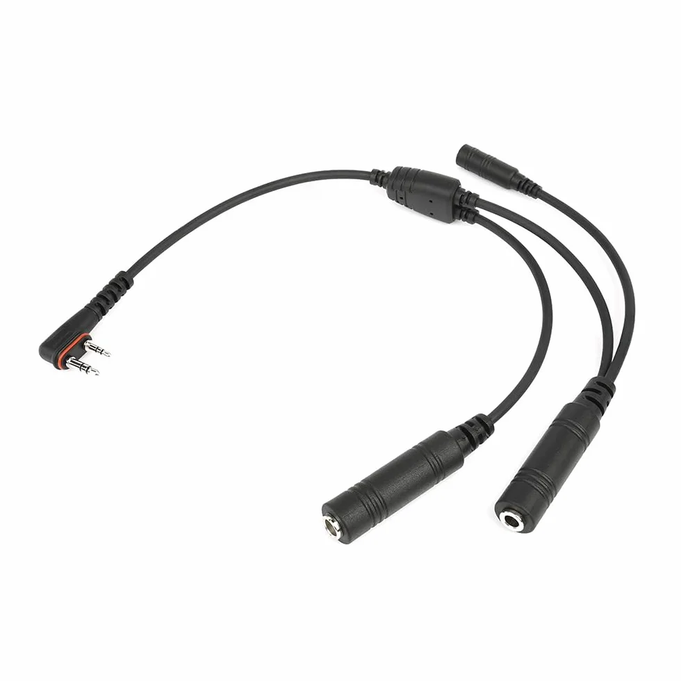 Wirenest Cable adaptador de auriculares de aviación, repuesto para Icom OPC-2379 / OPC-499 - Adaptador GA de doble enchufe con conector PTT de 3,5 mm y sello de goma para radios Icom IC-A3 A6 A14 A22