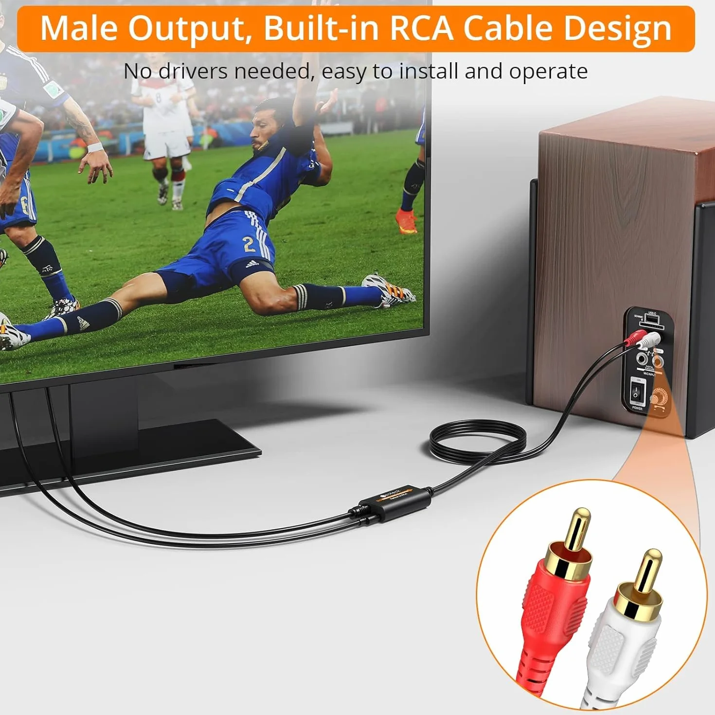 Neoteck DAC Convertidor Óptico a RCA 192 kHz SPDIF a RCA 7ft/2.1m para HDTV