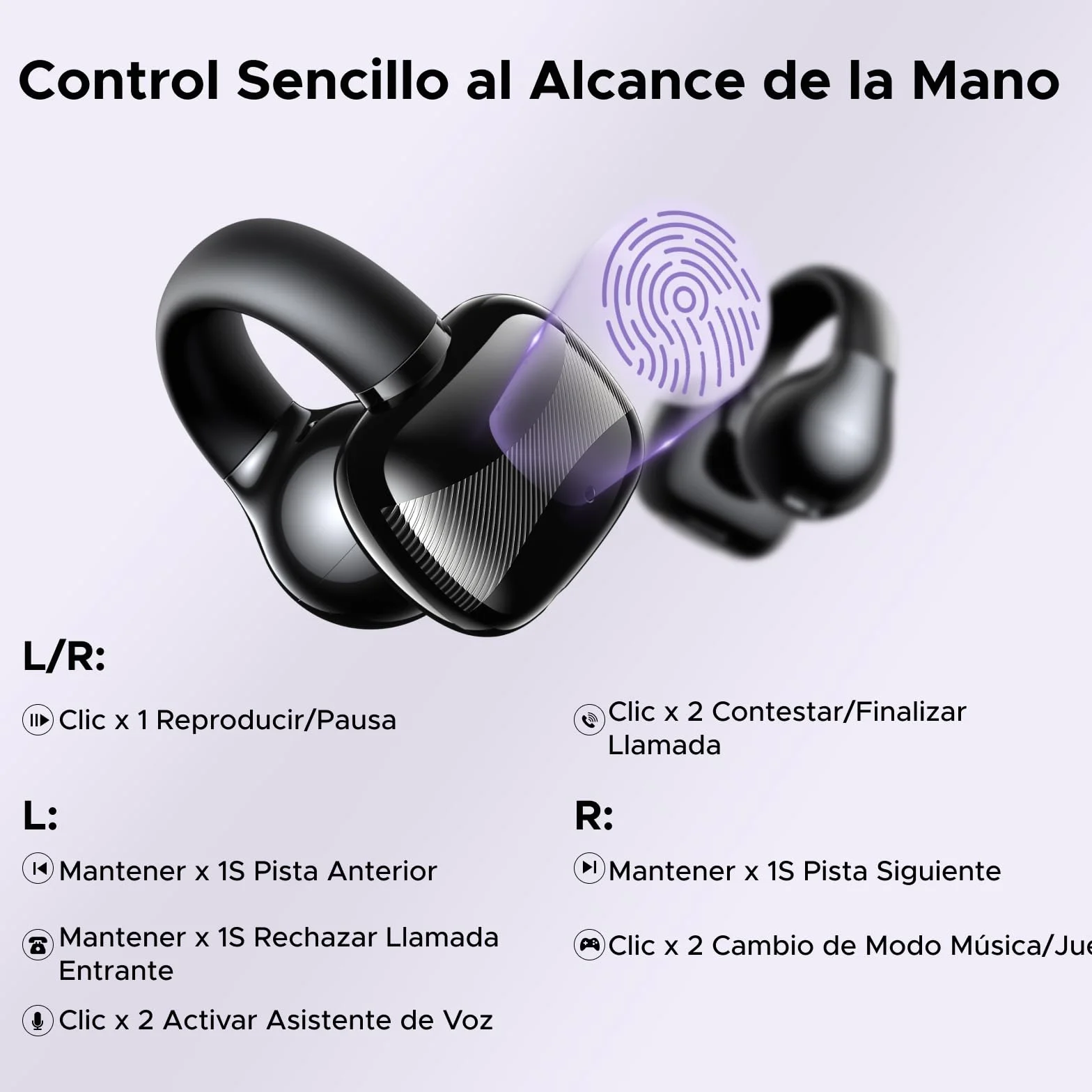 UGREEN HiTune S3 Auriculares Inalámbricos Audifonos Deportivos Auriculares Abiertos con Clip y Cancelación de Ruido ENC 30H de Reproducción Bluetooth 5.4 Carga Rápida USBC HiFi IPX5 Impermeable Negro