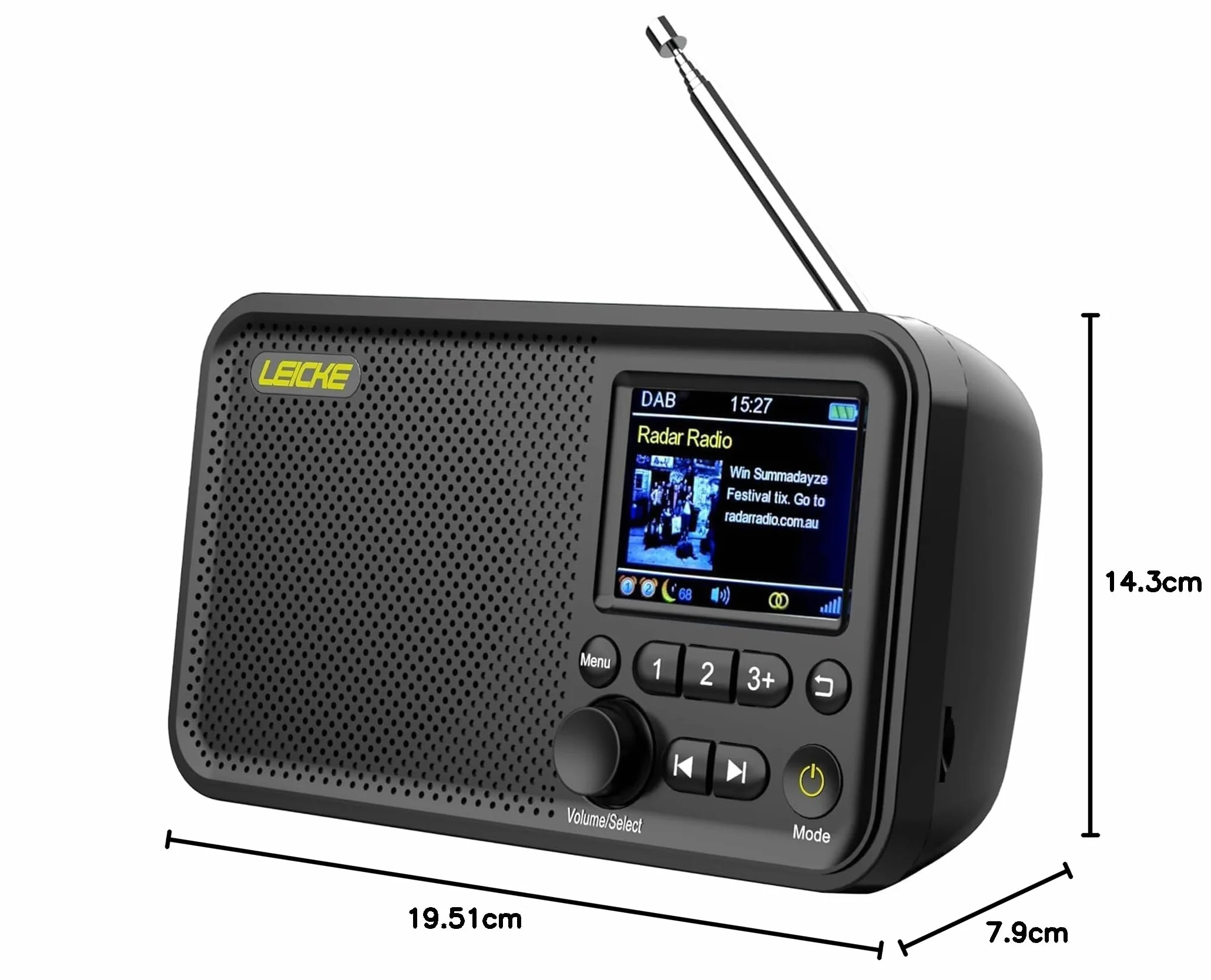 LEICKE Radio portátil Dab+ Bluetooth 5.0 FM Pantalla 2,4 Pulgadas Cocina Cable batería 4000 mAh MicroSD Alarma
