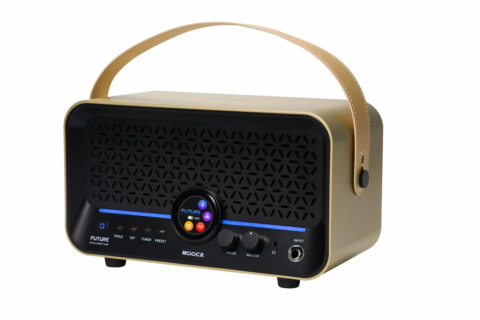 Mooer F15i Li - Combo de Guitarra Multi-Efectos y Modelado, 15 W, con batería - Oro Imperial