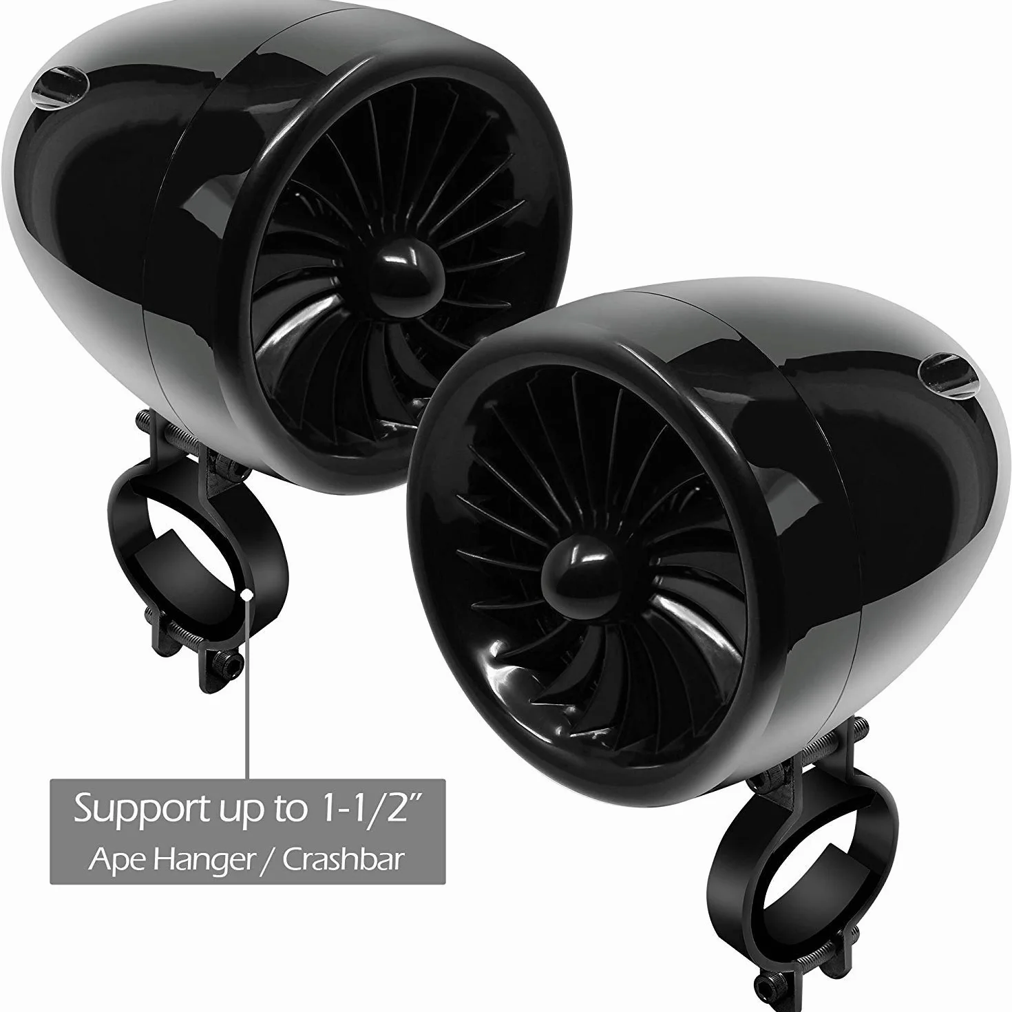 M150 Sistema de Audio con Amplificador de Moto con AUX, MP3, Radio FM, 4 Pulgadas de Altavoces estéreo Bluetooth Impermeables para Motocicletas ATV UTV RZR (Negro, Ventilador)